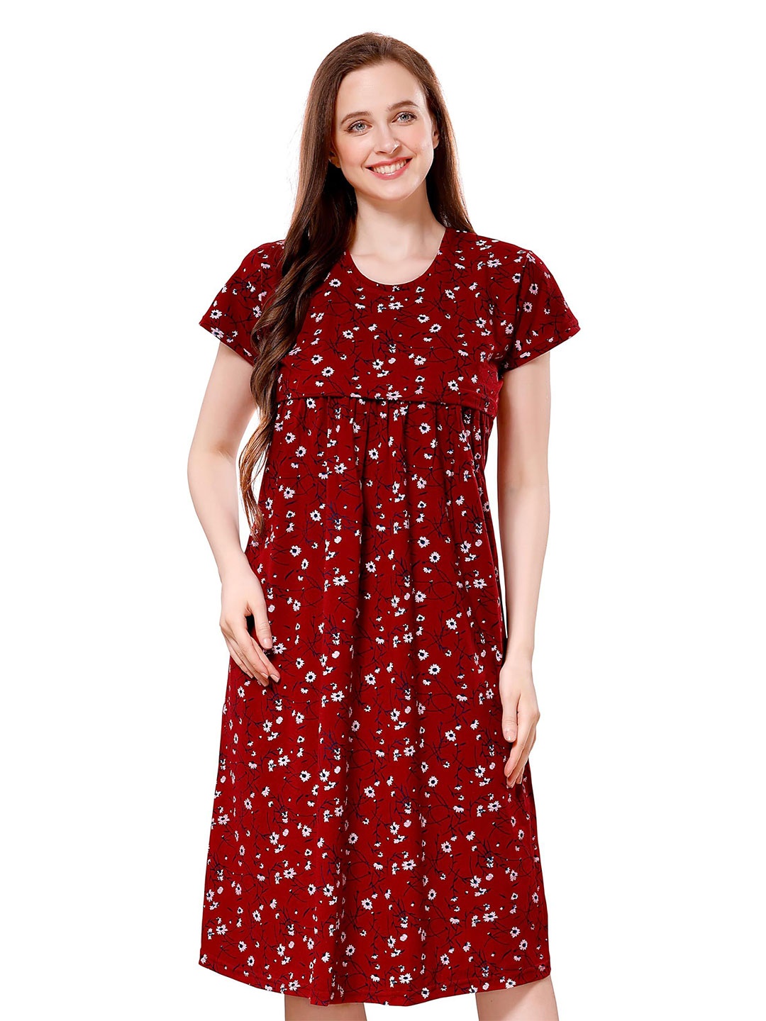 

TIGYWIGY Floral Print A-Line Dress, Maroon