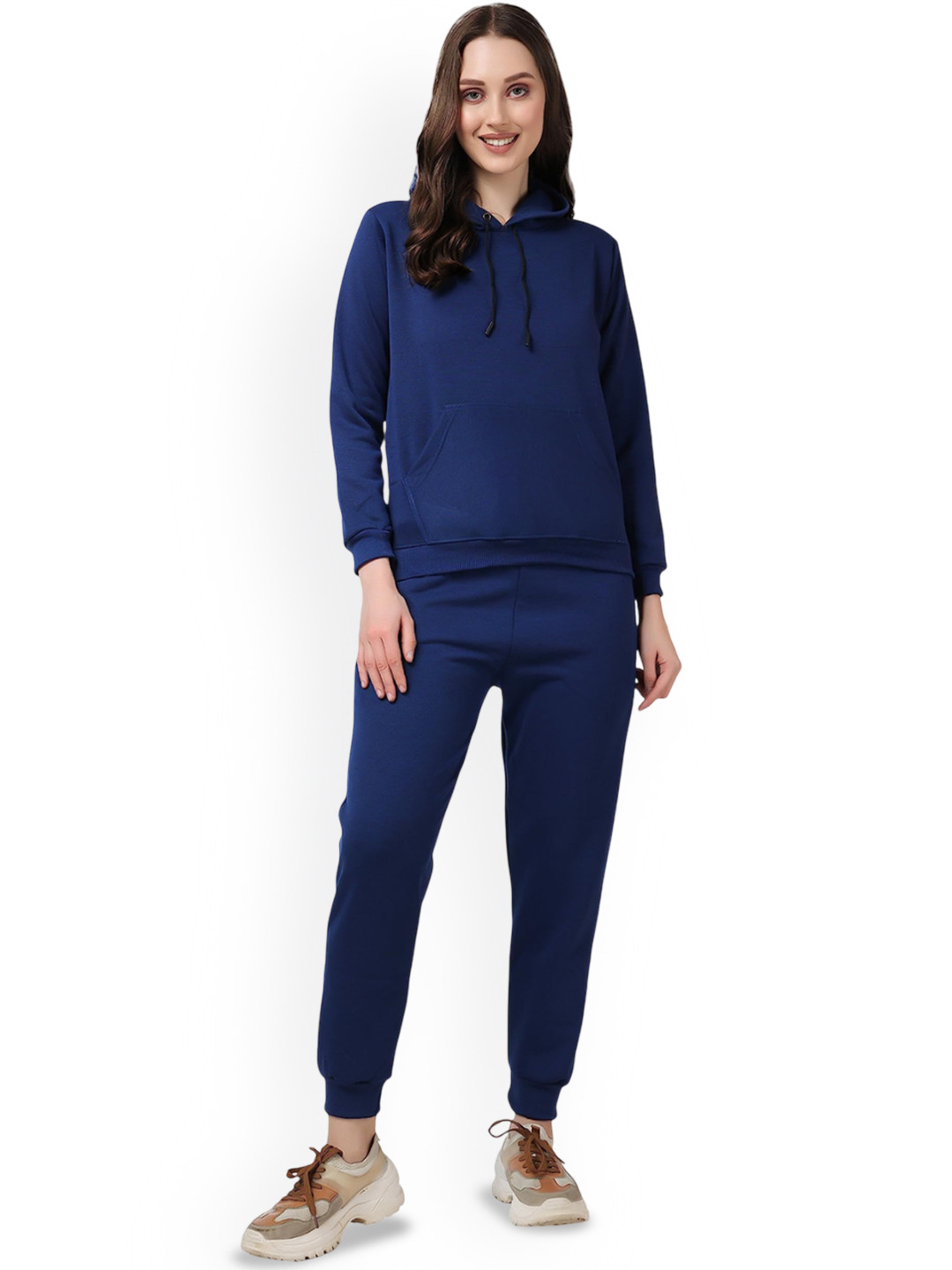 

NOTWILD Women Cotton Hooded Sweatshirt & Joggers, Navy blue