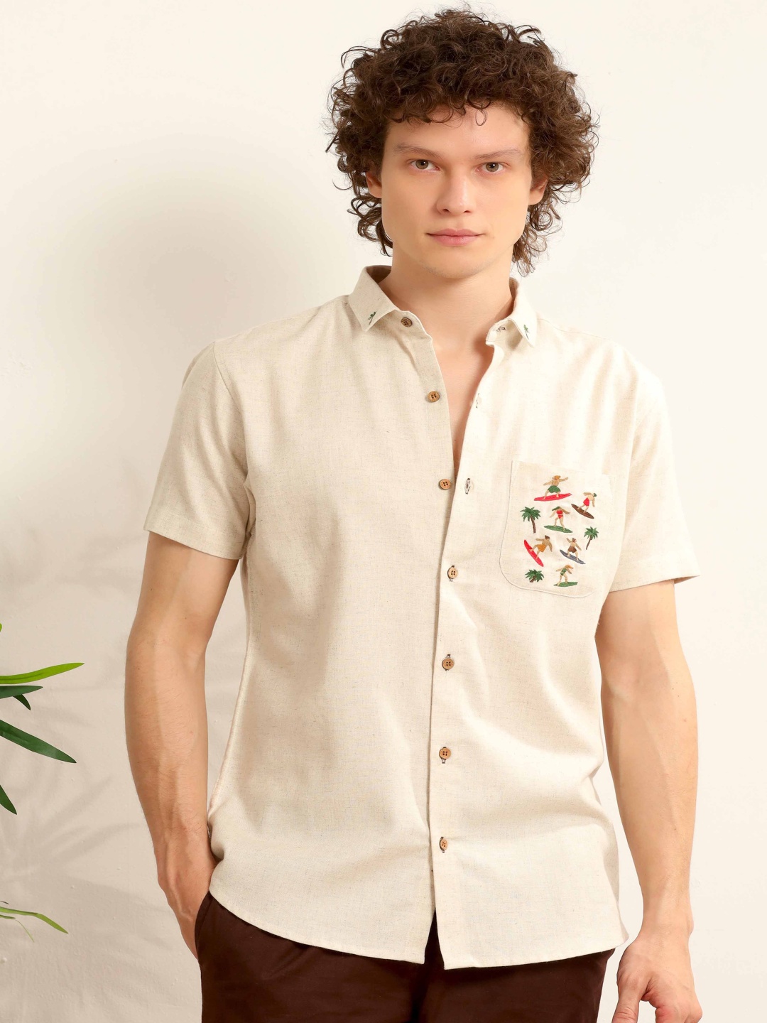

HAMPTONS Cotton Casual Shirt, Beige