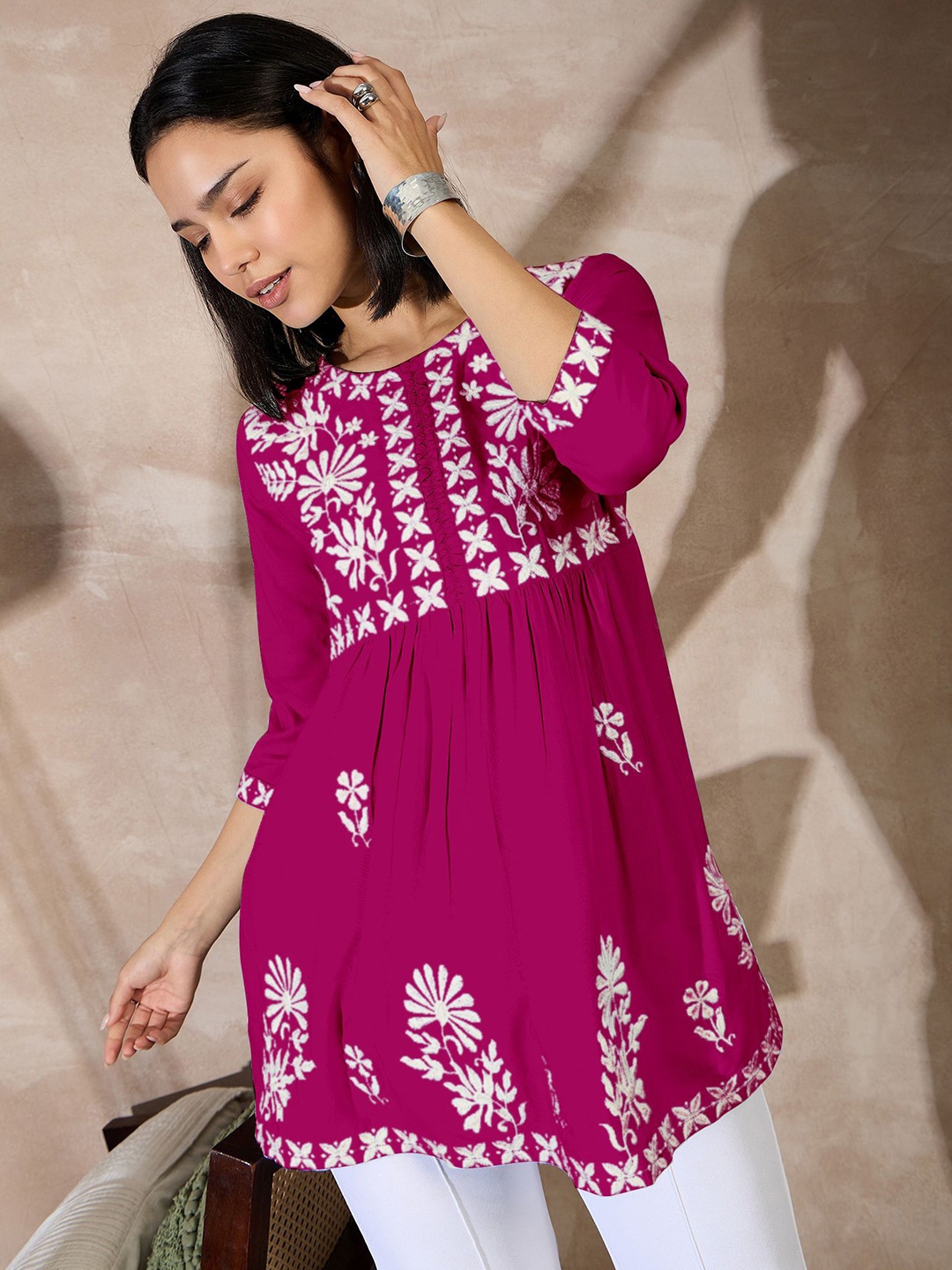 

all about you Embellished Embroidered Peplum Top, Pink