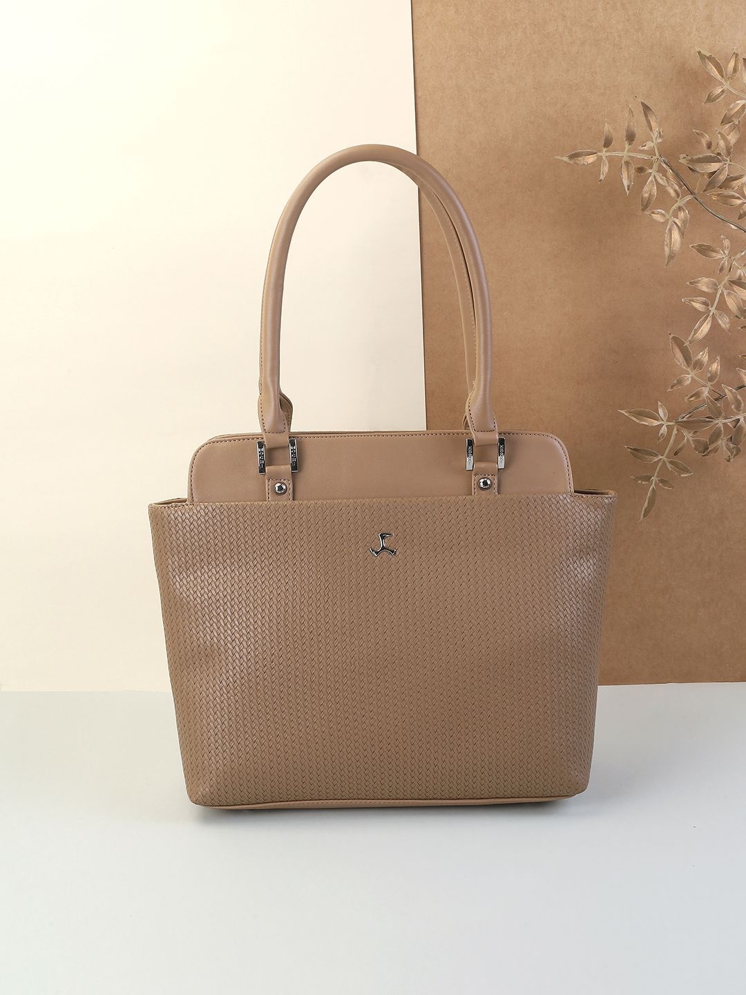 

Mochi Women Textured Structured Shoulder Bag, Beige