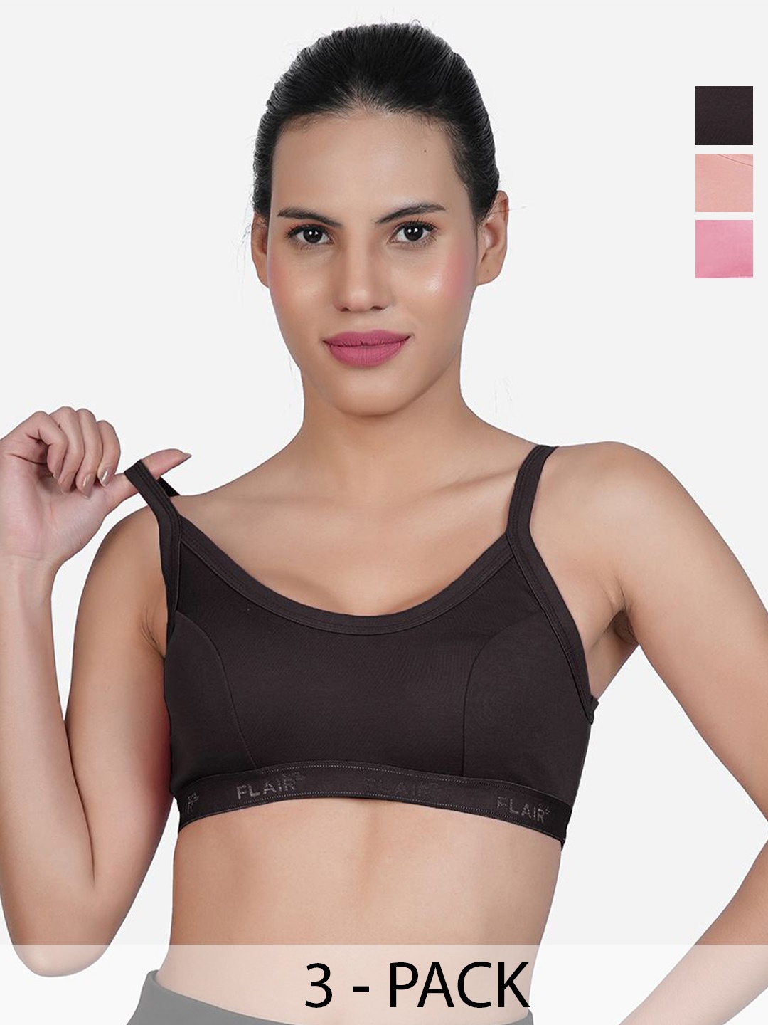 

SHYAM SONS FLAIR Women Pack of 3 Full Coverage Bra, Black