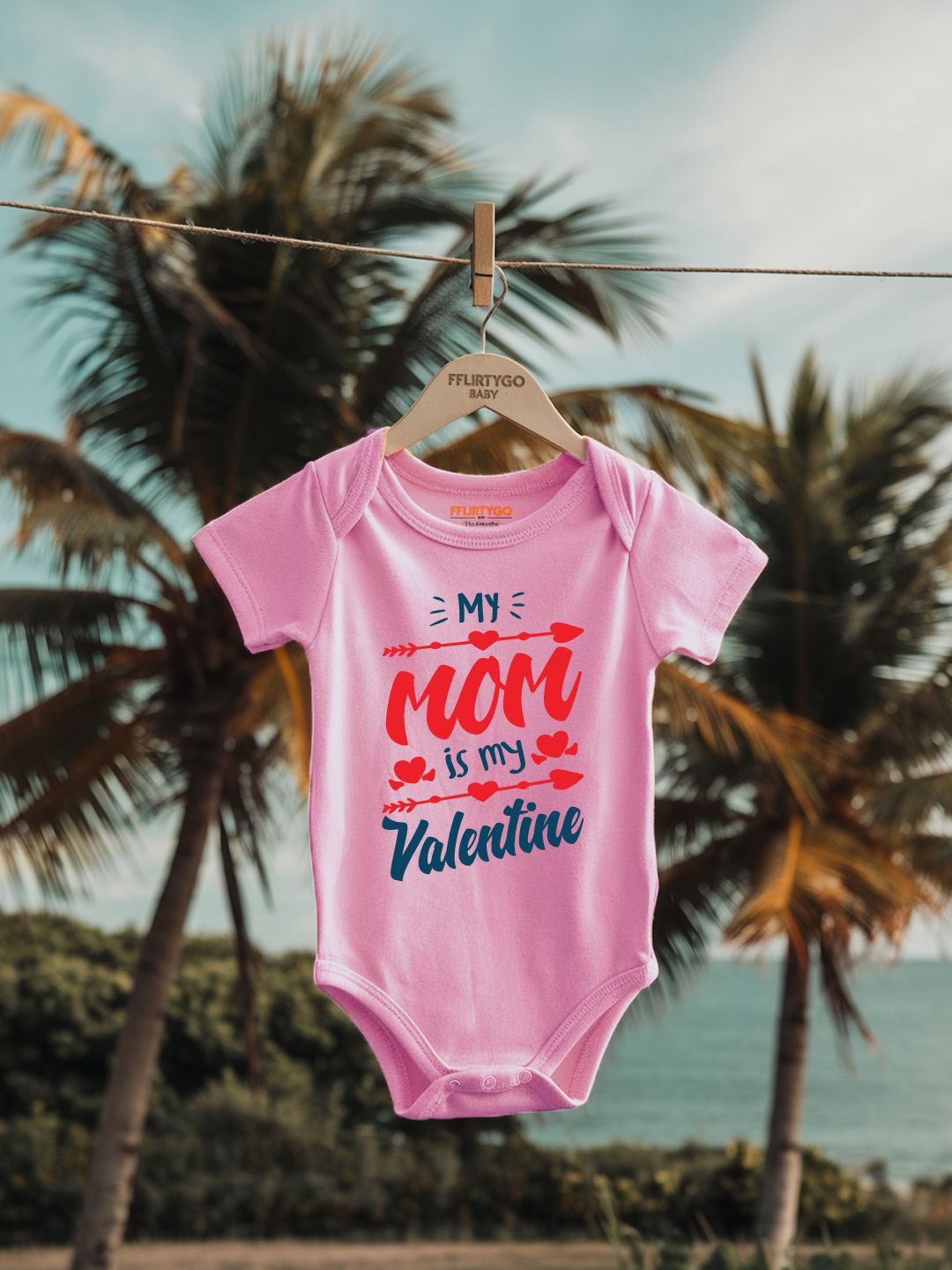 

FFLIRTYGO Infants Valentine Day Printed Cotton Bodysuit, Pink