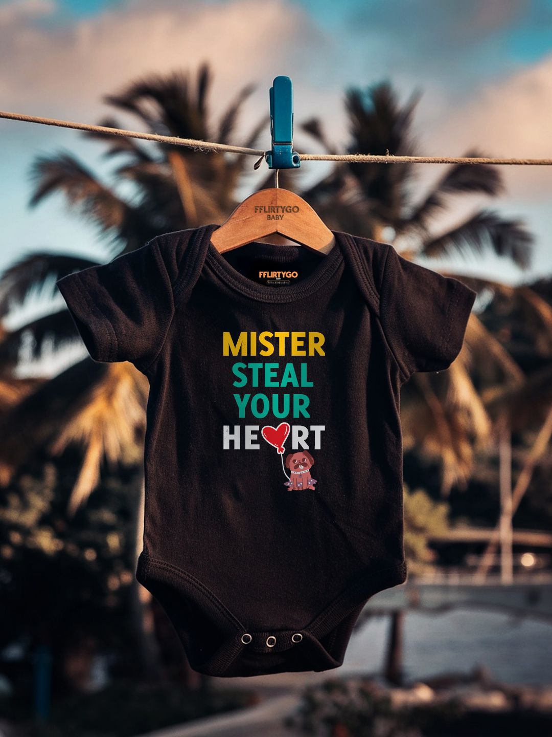 

FFLIRTYGO Infants Valentine day Printed Cotton Bodysuit, Black