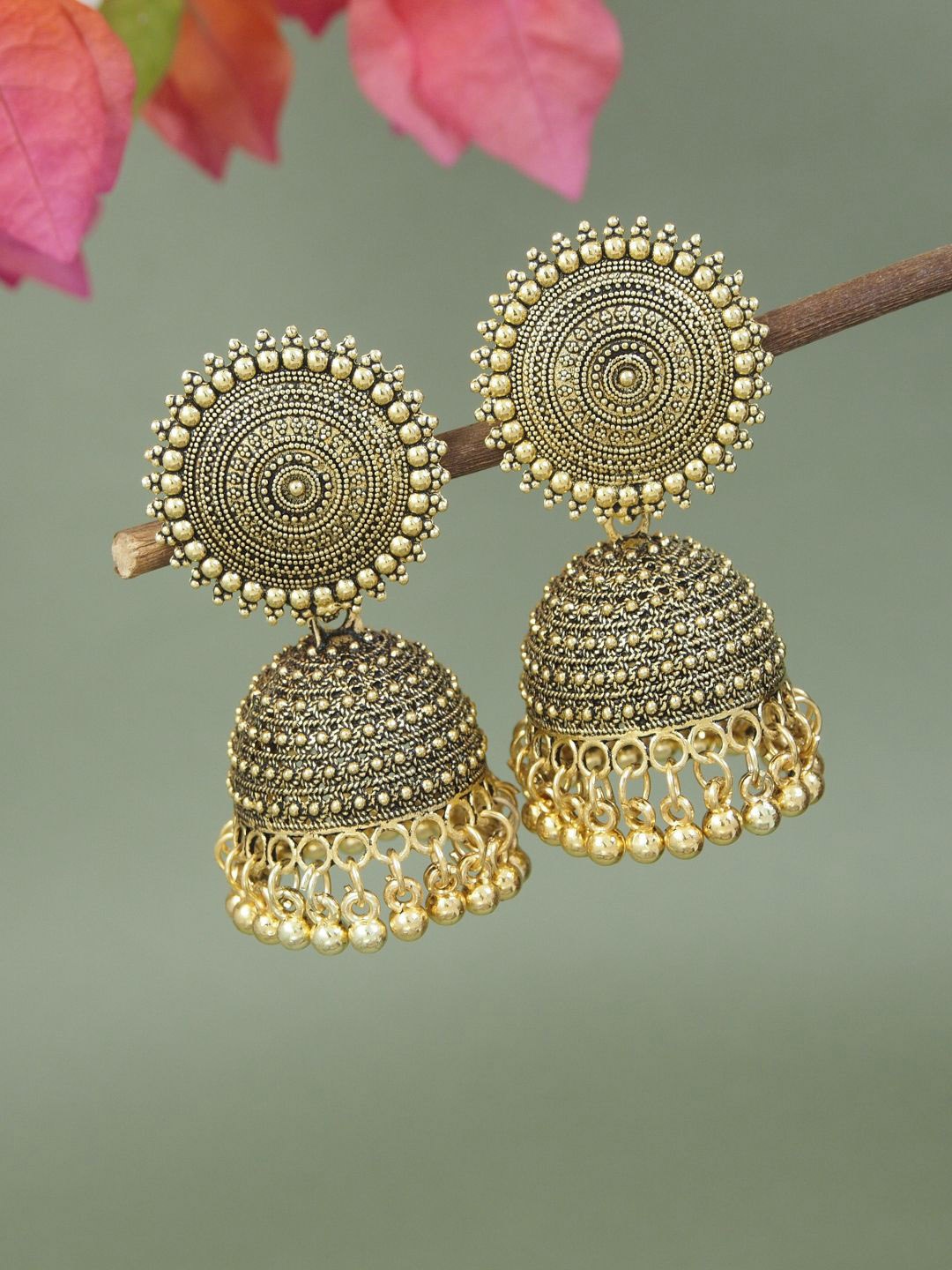 

I Jewels Contemporary Jhumkas Earrings, Gold