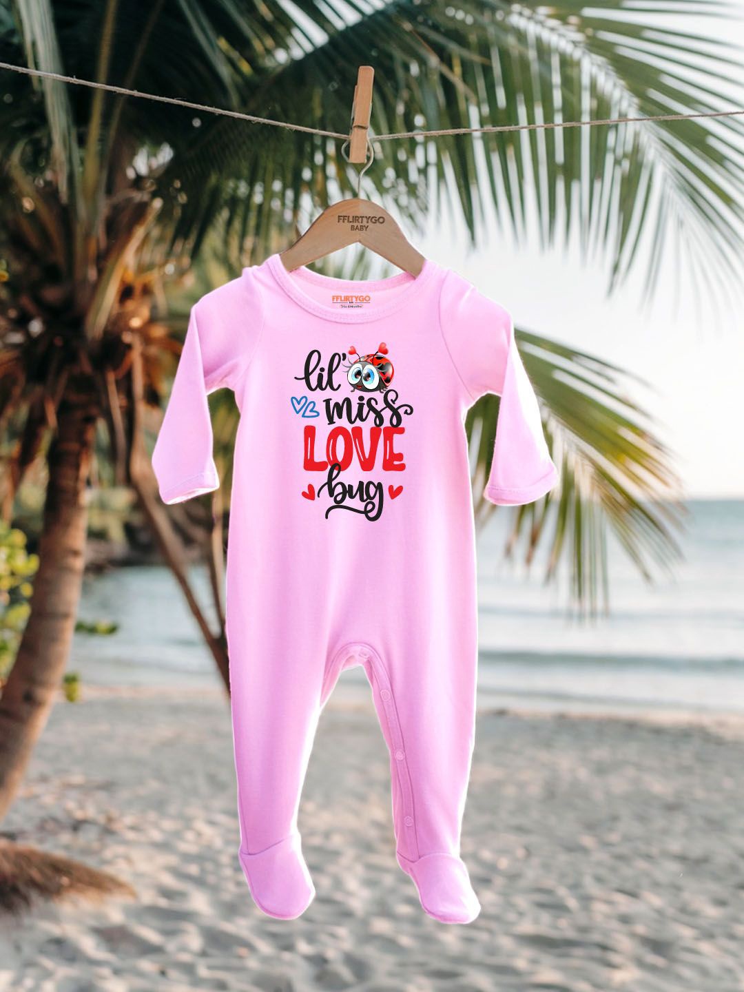 

FFLIRTYGO Infants Valentine Day Printed Cotton Sleepsuit, Pink
