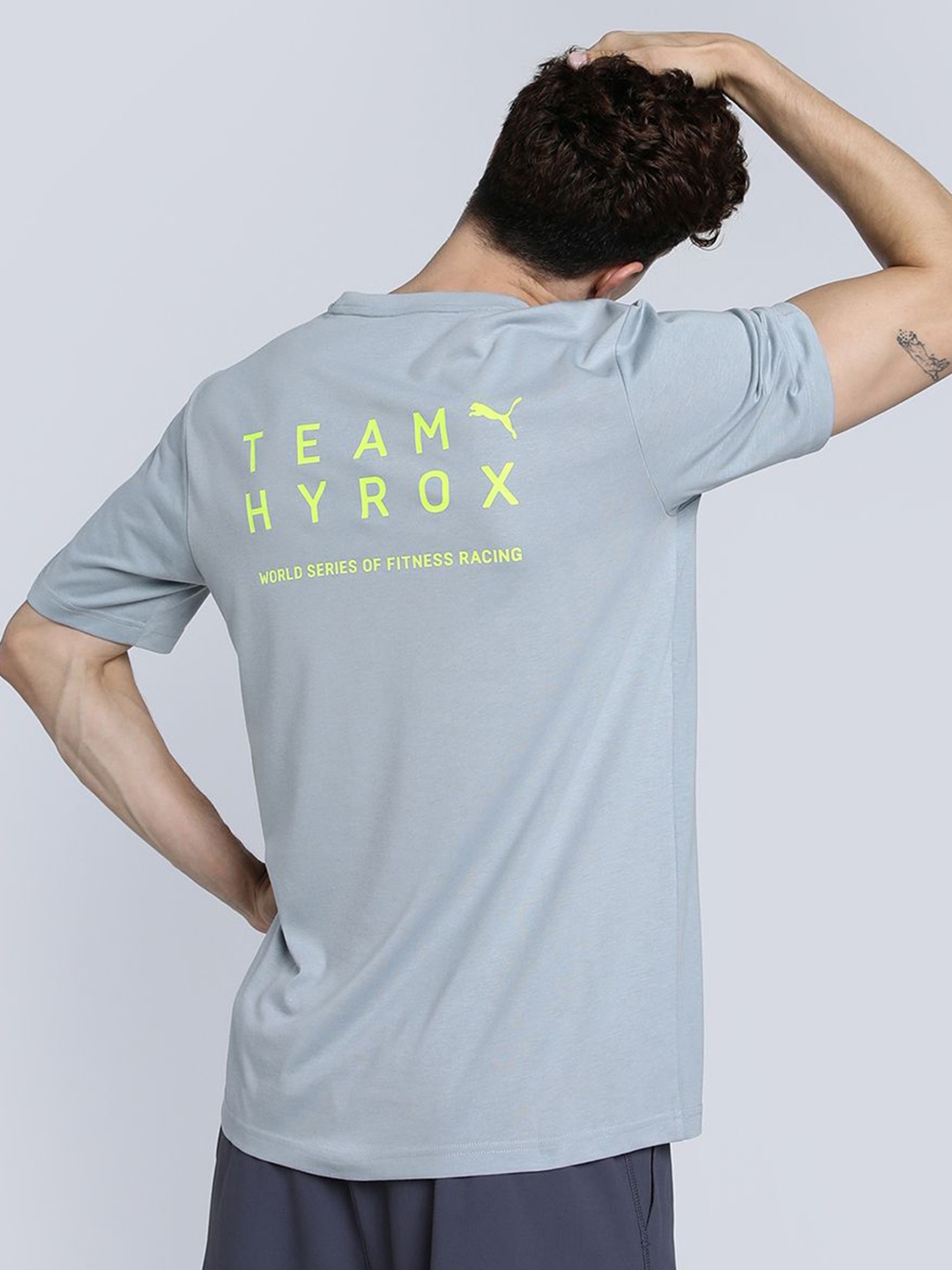 

Puma x Hyrox Printed Round Neck Short Sleeve Training T-Shirt, Grey