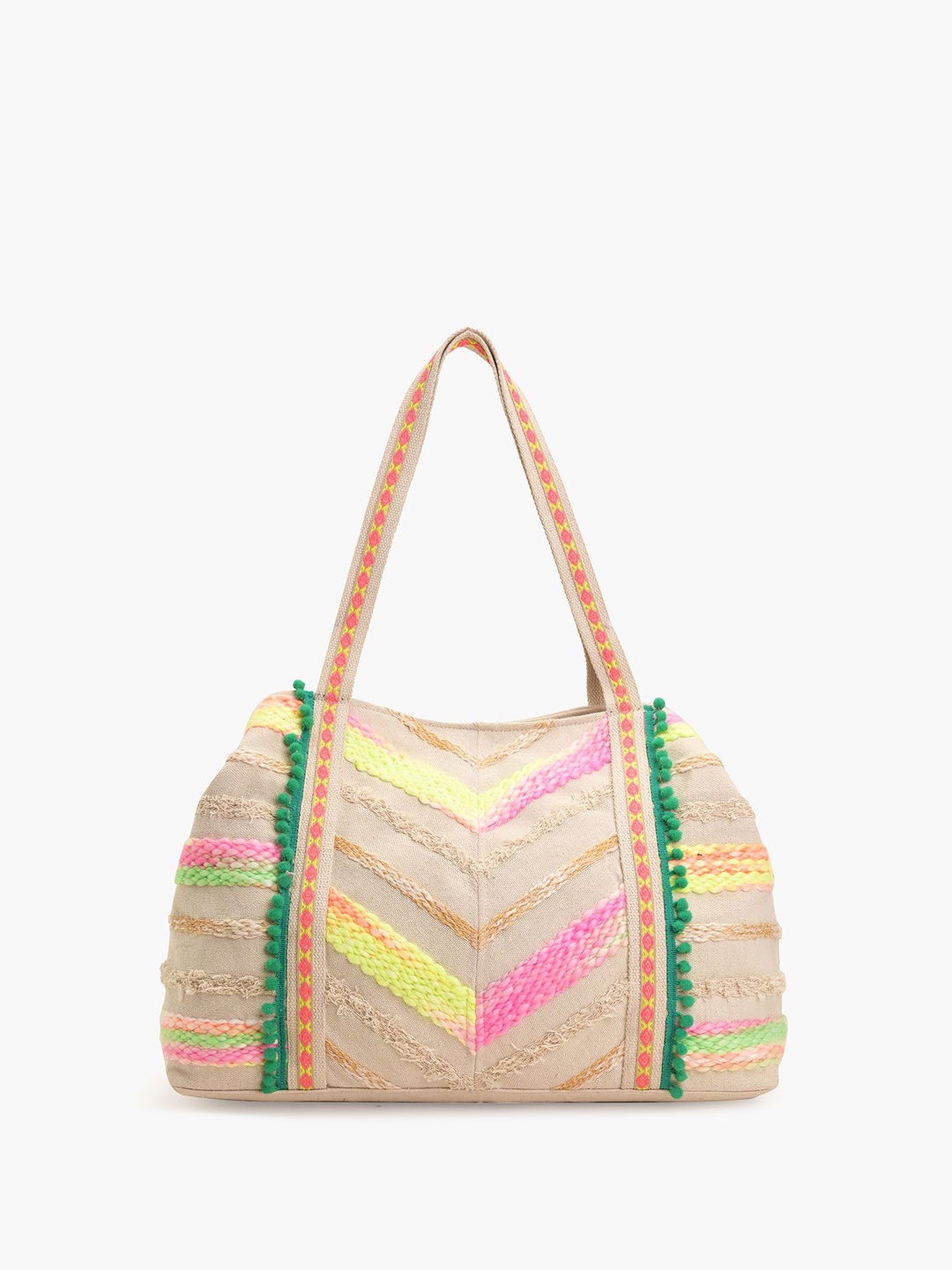 

Sangria Women Striped Structured Shoulder Bag, Beige