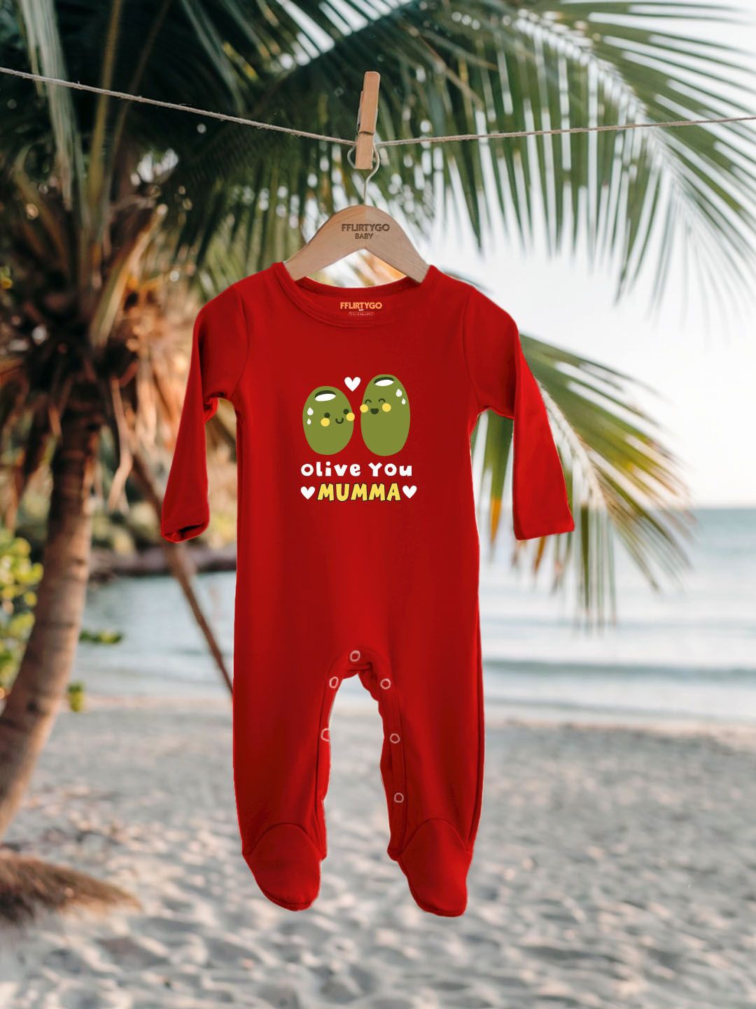 

FFLIRTYGO Infants Valentine Day Printed Cotton Sleepsuit, Red