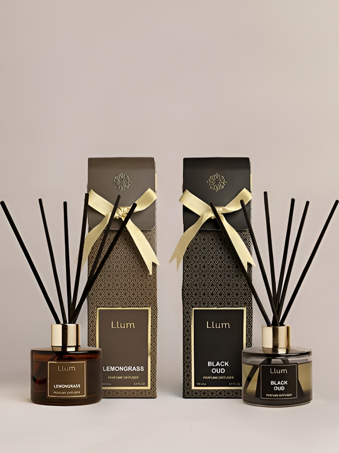 

LLUM 2-Pcs Black & Brown Black Oud & Lemongrass Aroma Oil Diffusers 100 ML