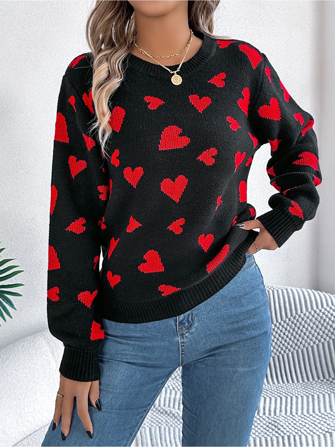 

StyleCast x Revolte Women Round Neck Pullover Sweater, Black