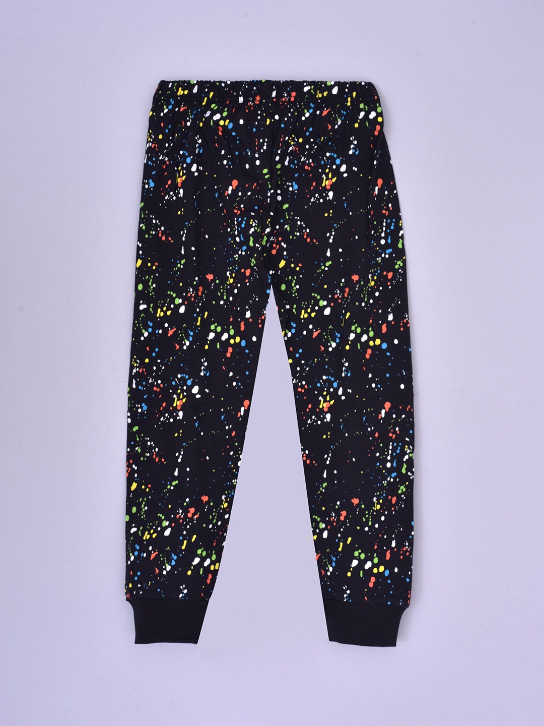 

BAESD Kids Abstract Printed Cotton Mid-Rise Joggers, Black