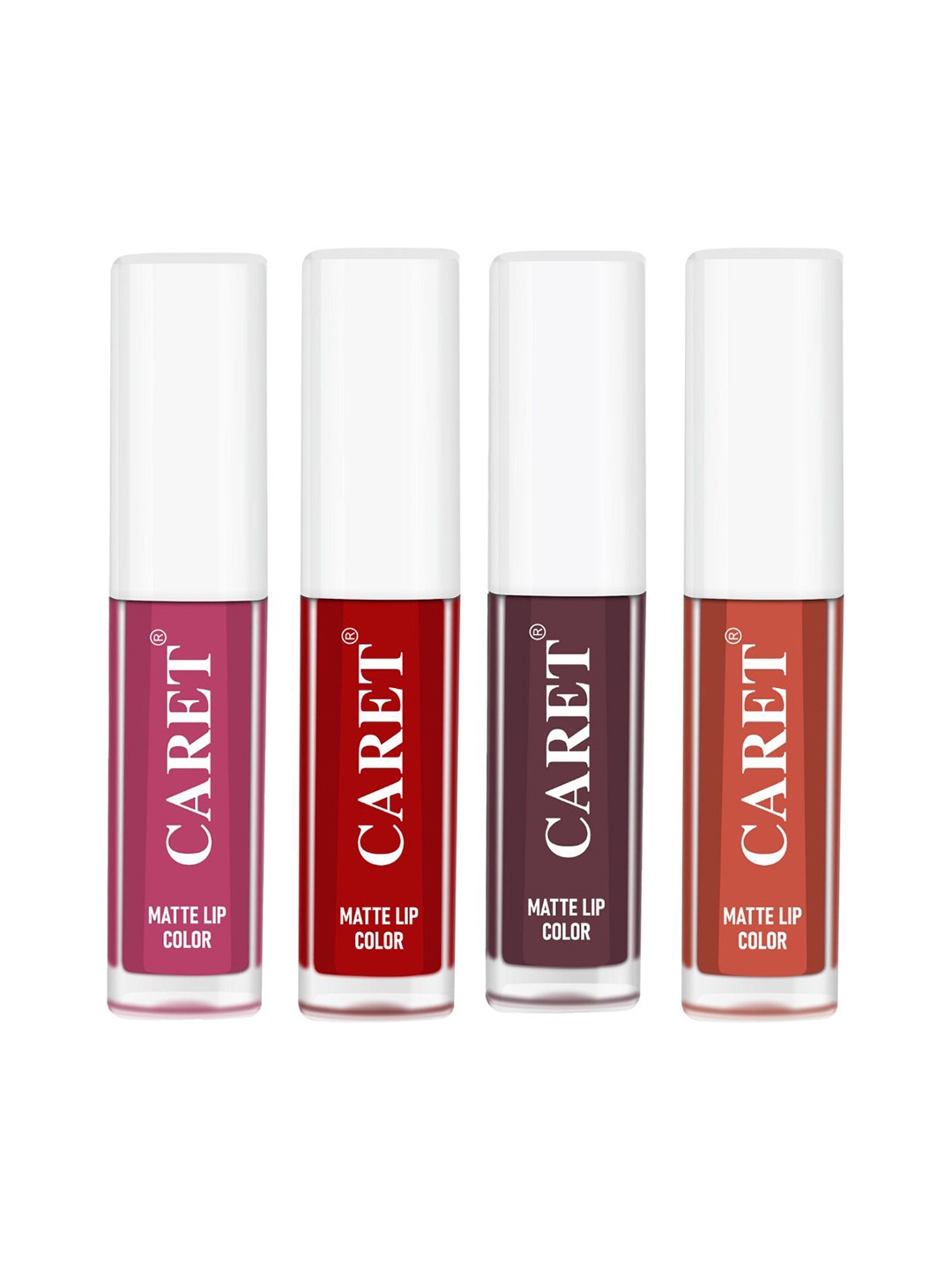 

CARET ORGANIC Set Of 4 Super-Pigmented Liquid Matte Lipsticks - 2 ml Each - 8-3-7-6, Pink