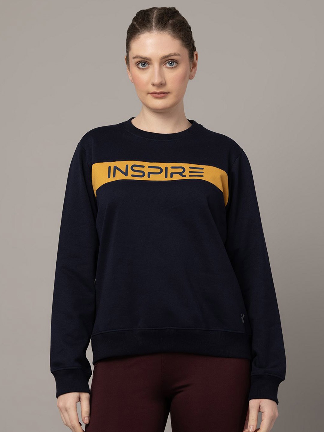 

HRX by Hrithik Roshan Women Printed Cotton Sweatshirt, Navy blue