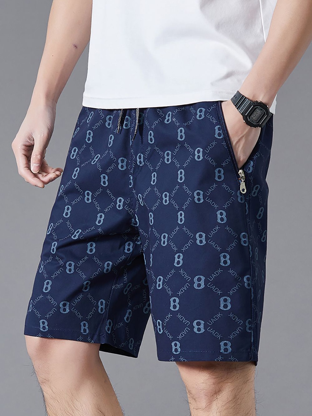 

StyleCast x Revolte Men Printed Shorts, Navy blue
