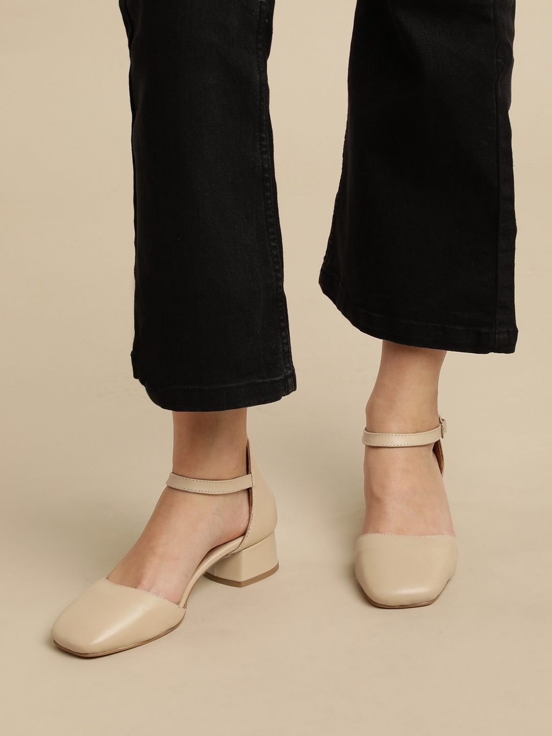 

Nautica Square-Toe Mid-Top Block Heel Mules, Beige