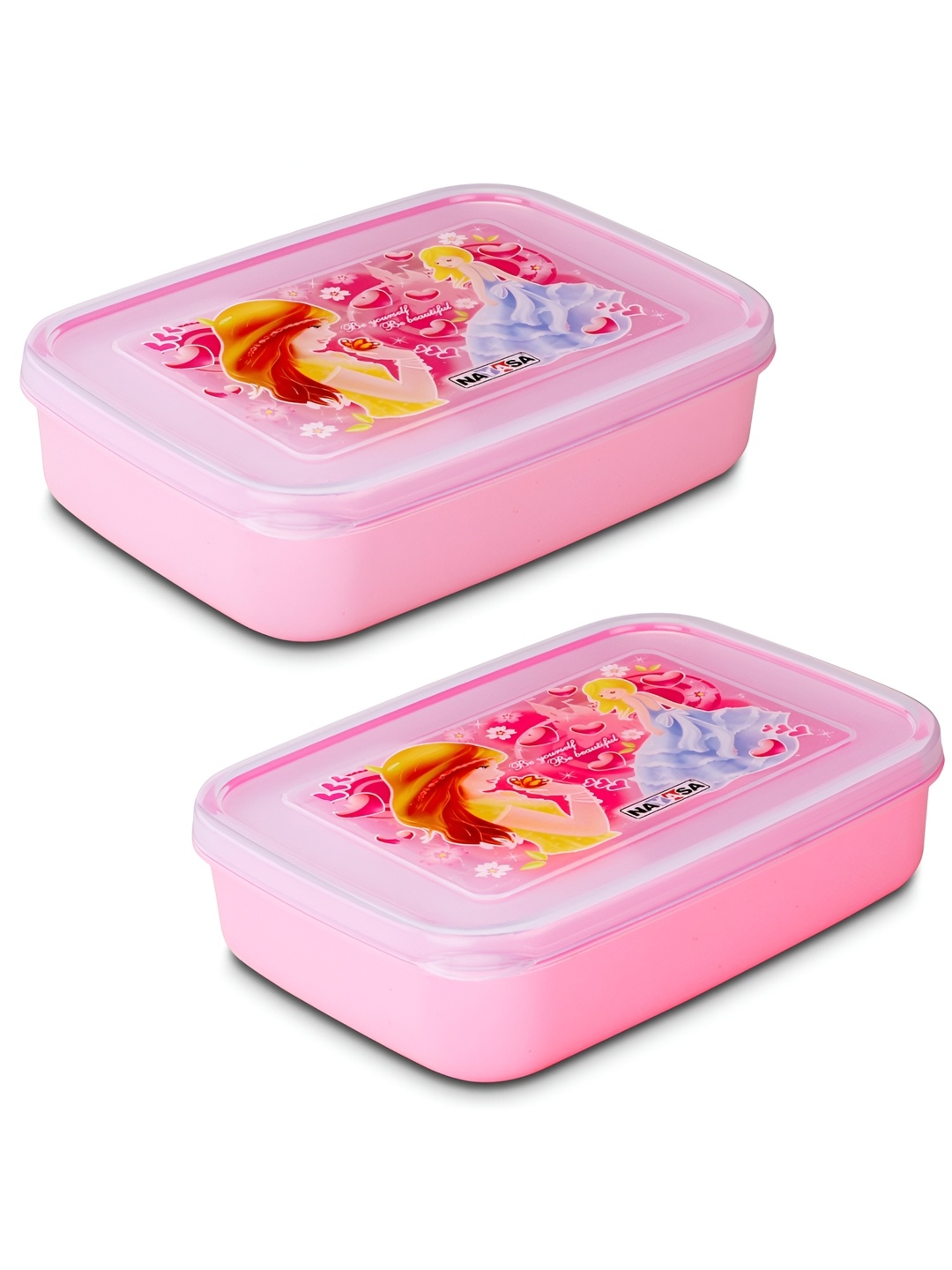 

Nayasa Ninja Set of 2 Pink Air-Tight Leakproof BPA-Free Plastic Lunchboxes