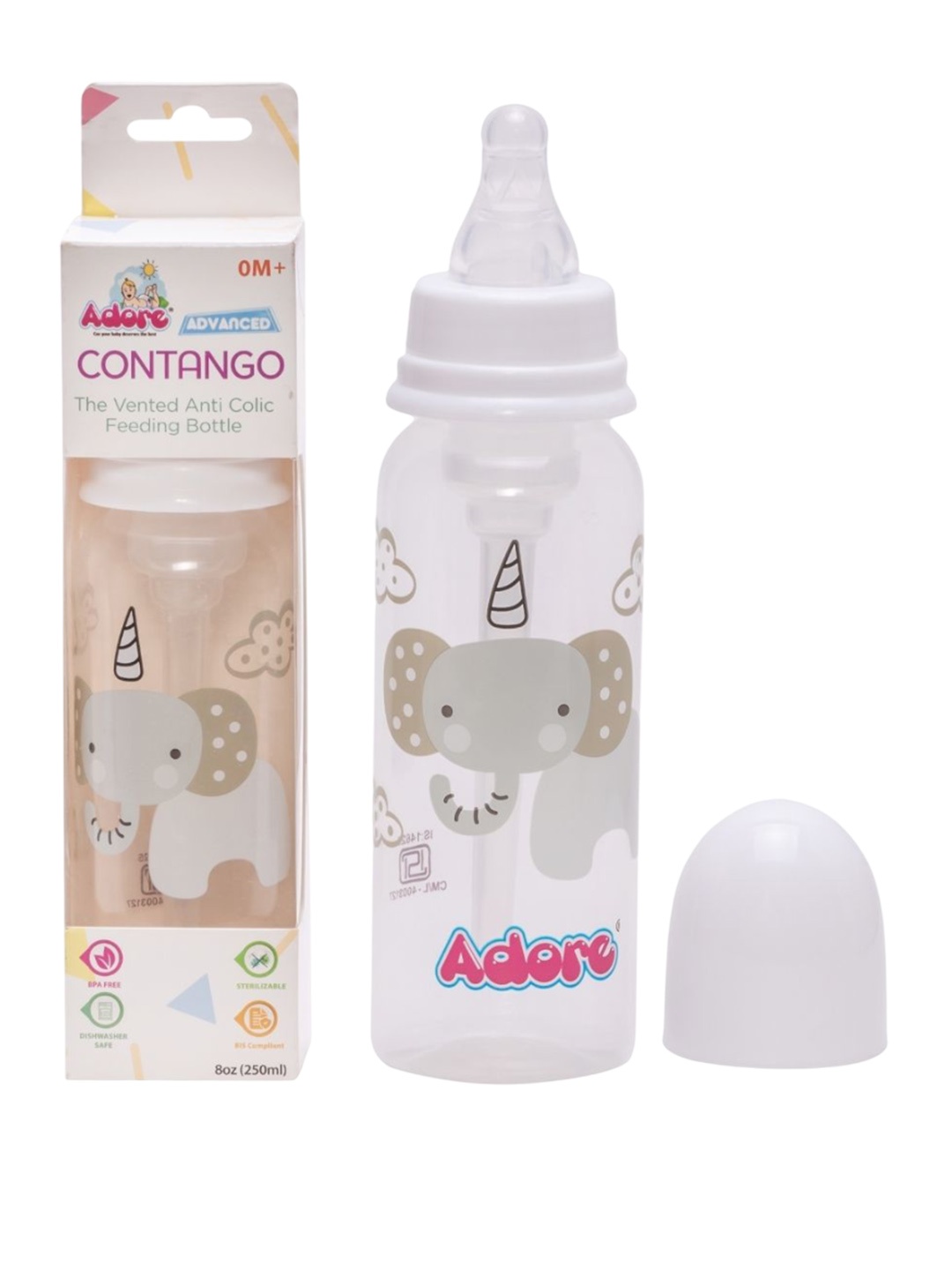 

Adore CONTANGO Kids - Unisex White Baby Feeding Bottle- 250ml