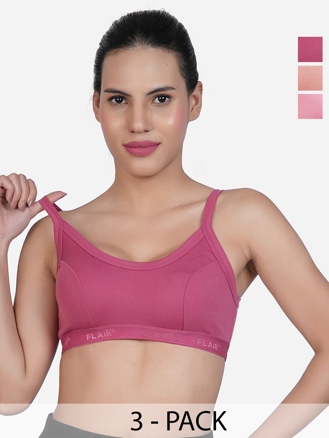

SHYAM SONS FLAIR Women Pack of 3 Bra Full Coverage Non-Wired & Non Padded Bra, Pink