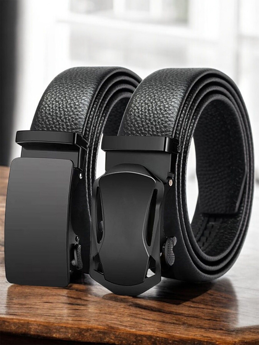 

Provogue Men Pack Of 2 PU Textured Formal Belt, Black