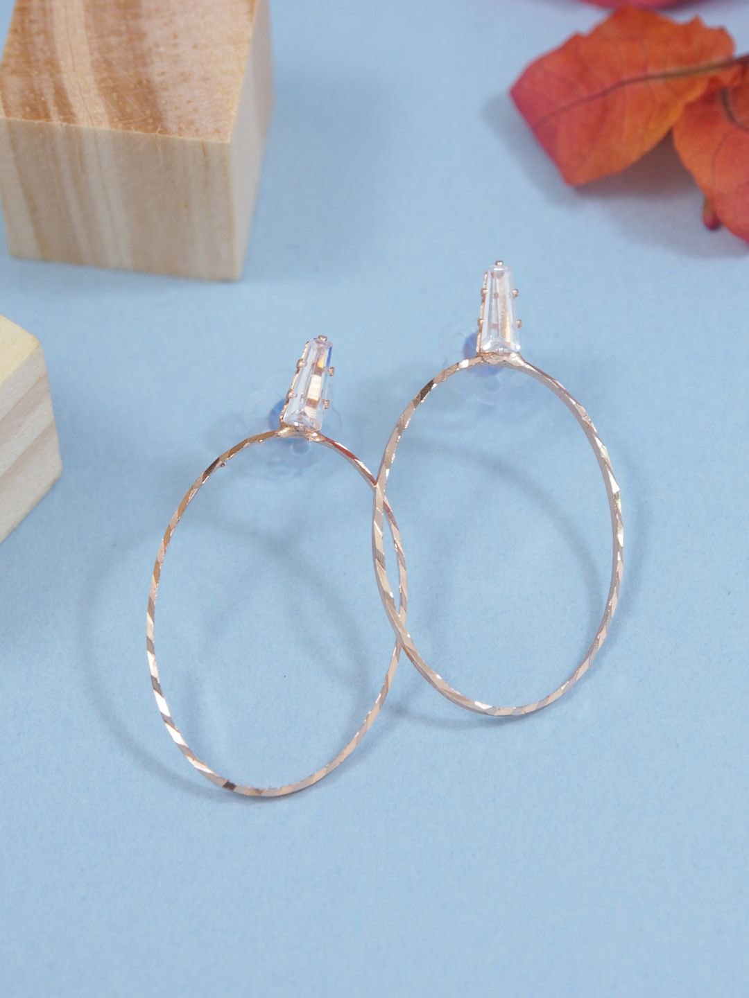

I Jewels Contemporary Drop Earrings, Rose gold