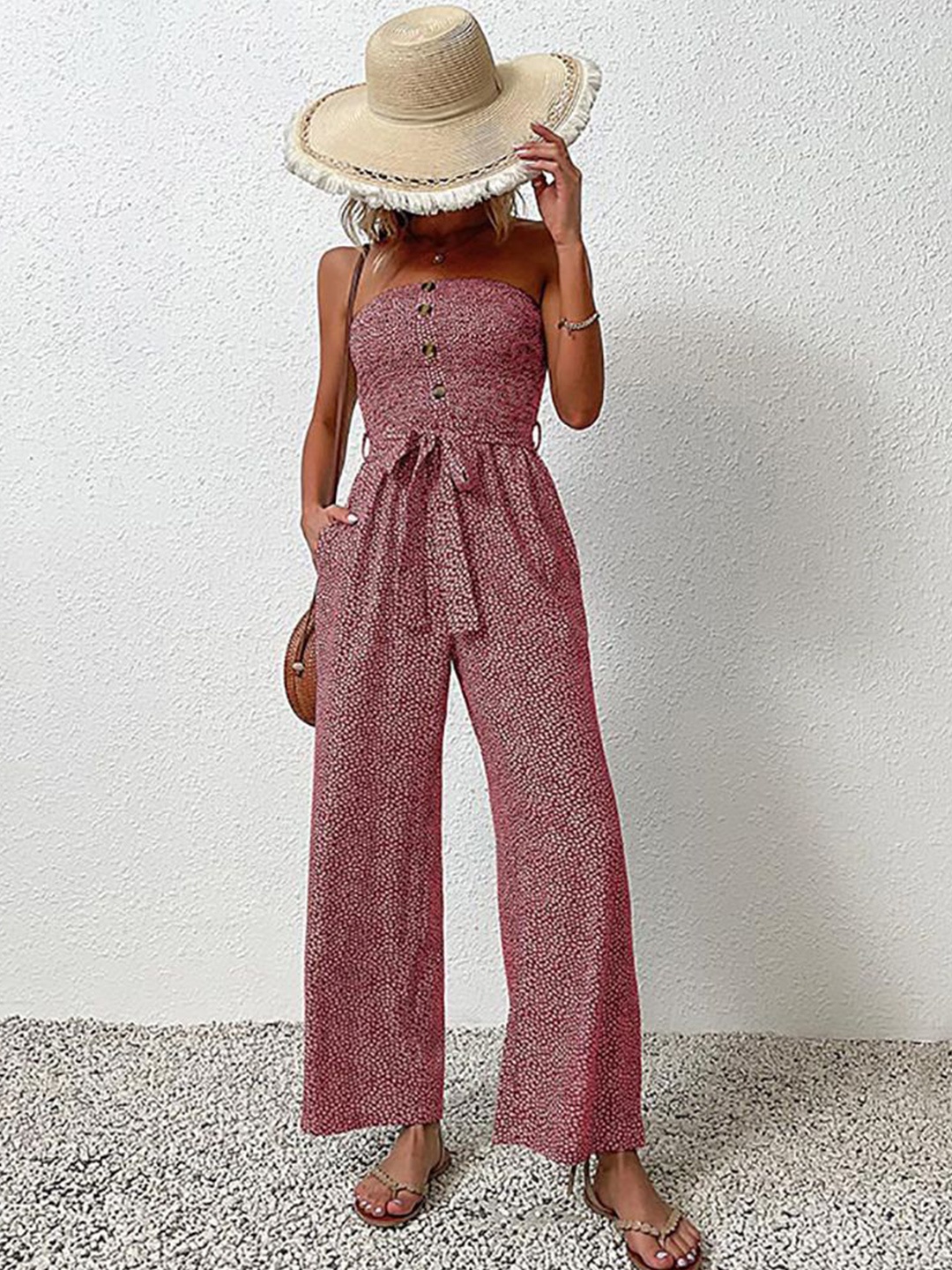 

StyleCast x Revolte Women Printed Basic Jumpsuit, Maroon