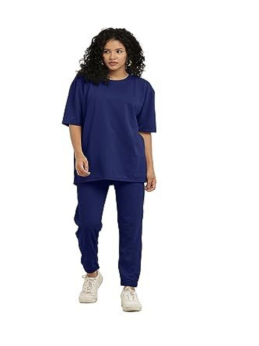 

NOTWILD Oversized Cotton T-Shirt & Joggers Co-Ords, Navy blue