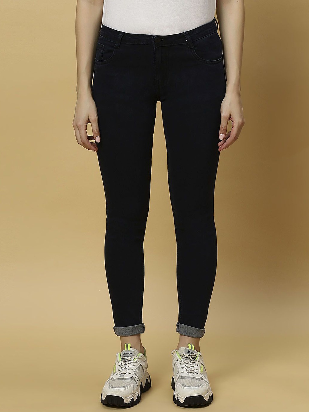

Rea-Lize Women Skinny Fit Low-Rise Stretchable Jeans, Blue