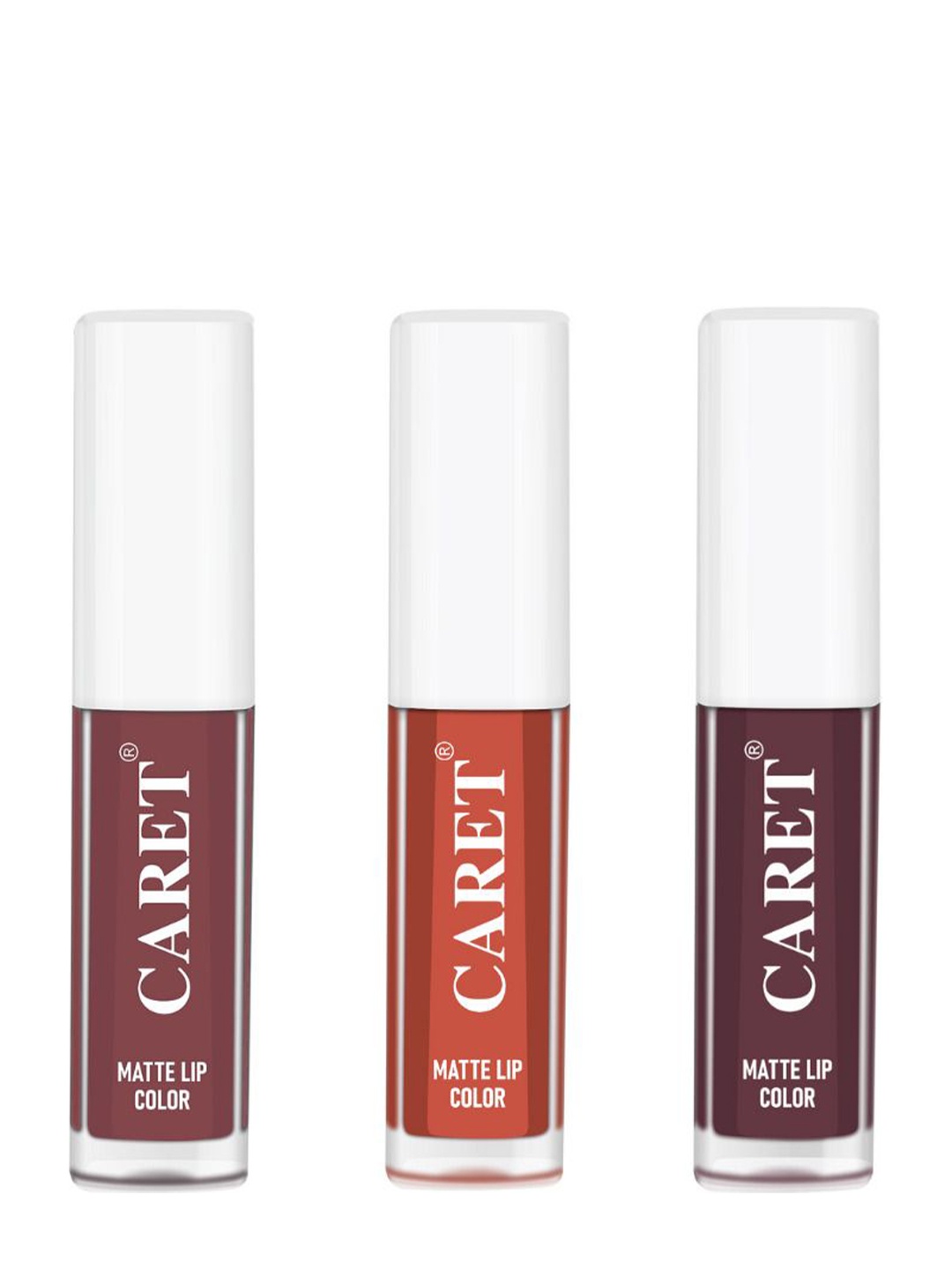 

CARET ORGANIC Set Of 3 Super-Pigmented Liquid Matte Lipsticks - 2 ml Each - 1-6-7, Brown