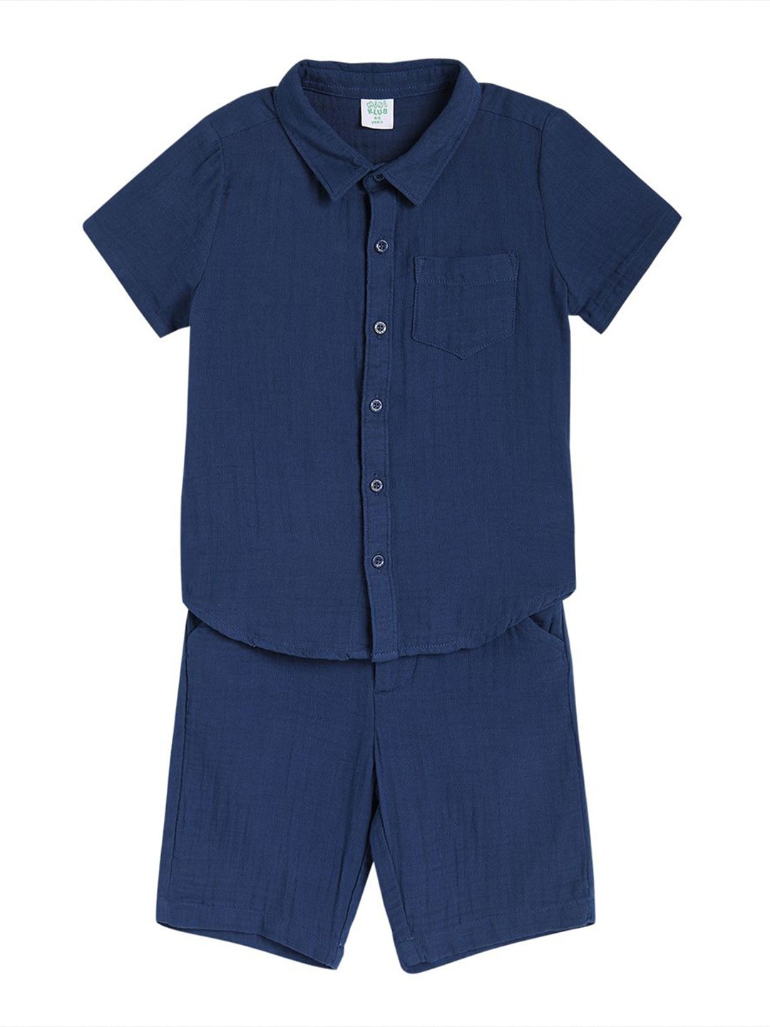 

MINI KLUB Boys Pure Cotton Shirt With Shorts, Navy blue