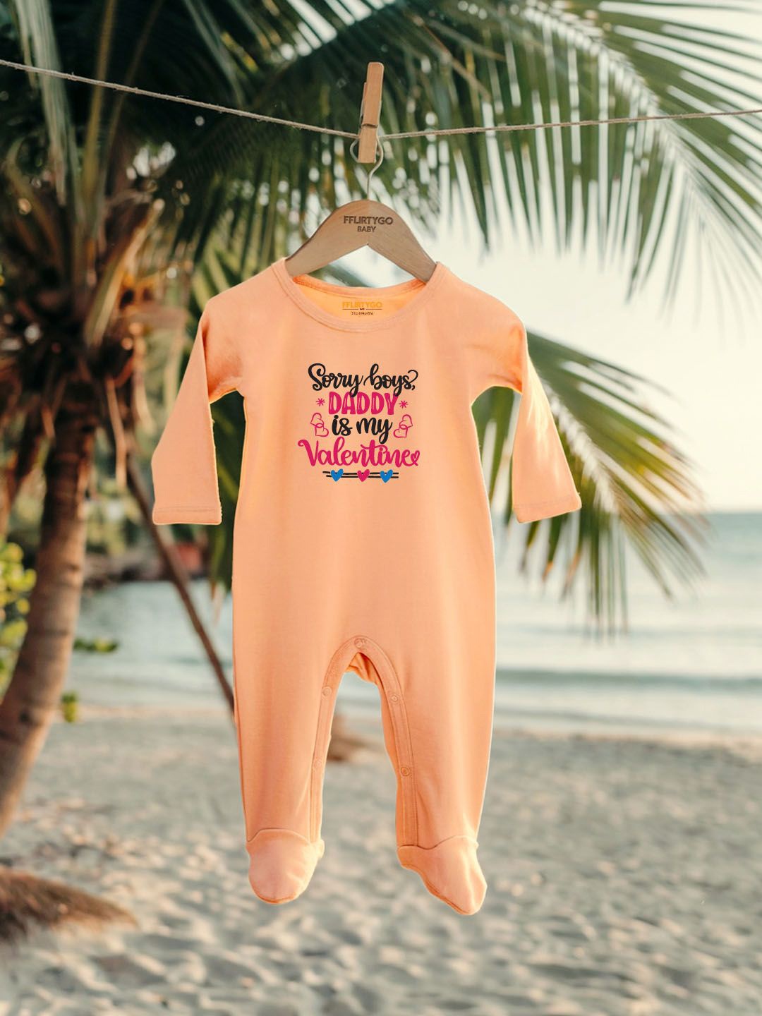 

FFLIRTYGO Infants Kids Typography Printed Cotton Sleepsuit, Peach