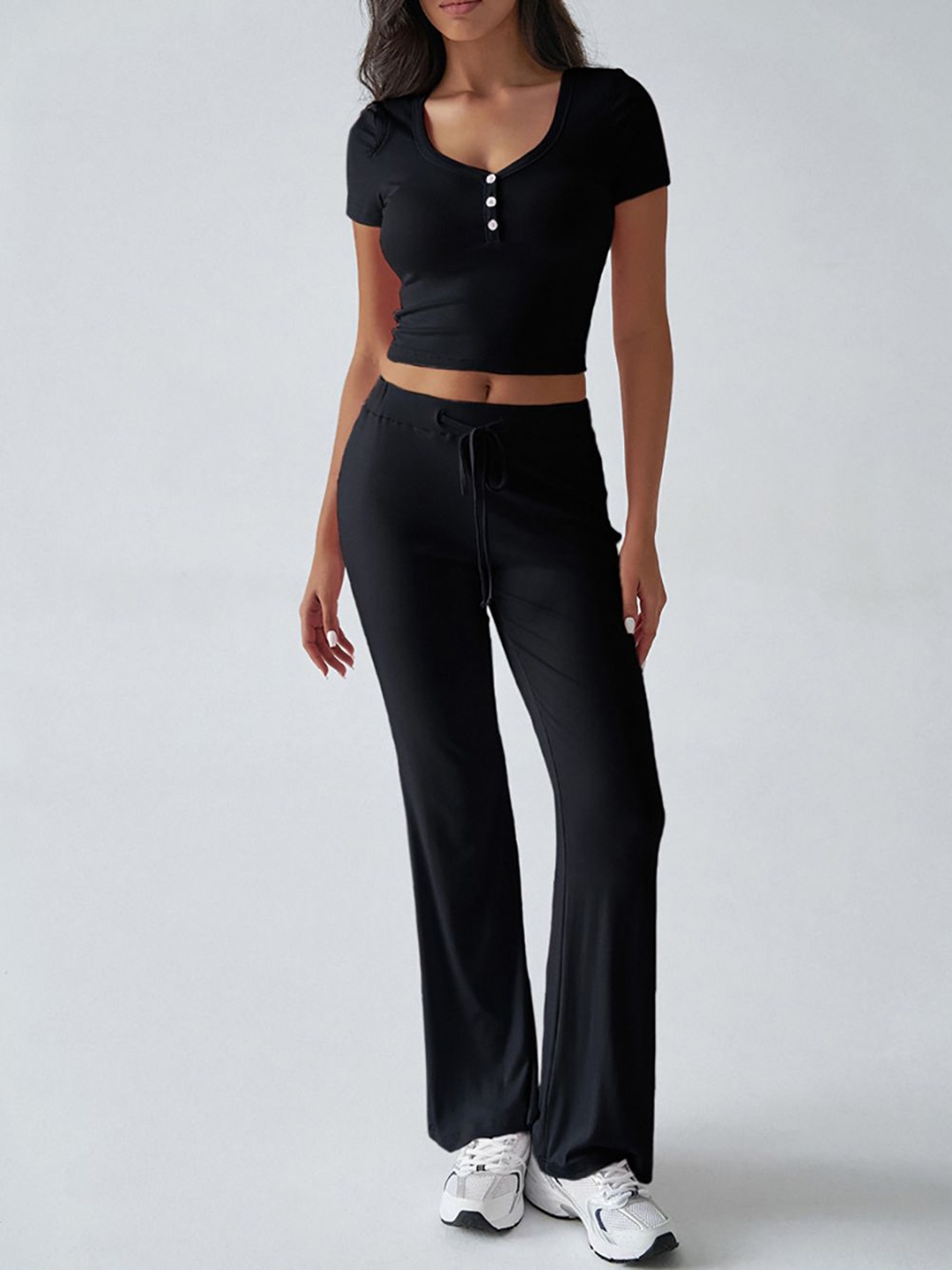 

StyleCast x Revolte Square Neck Top With Trouser, Black