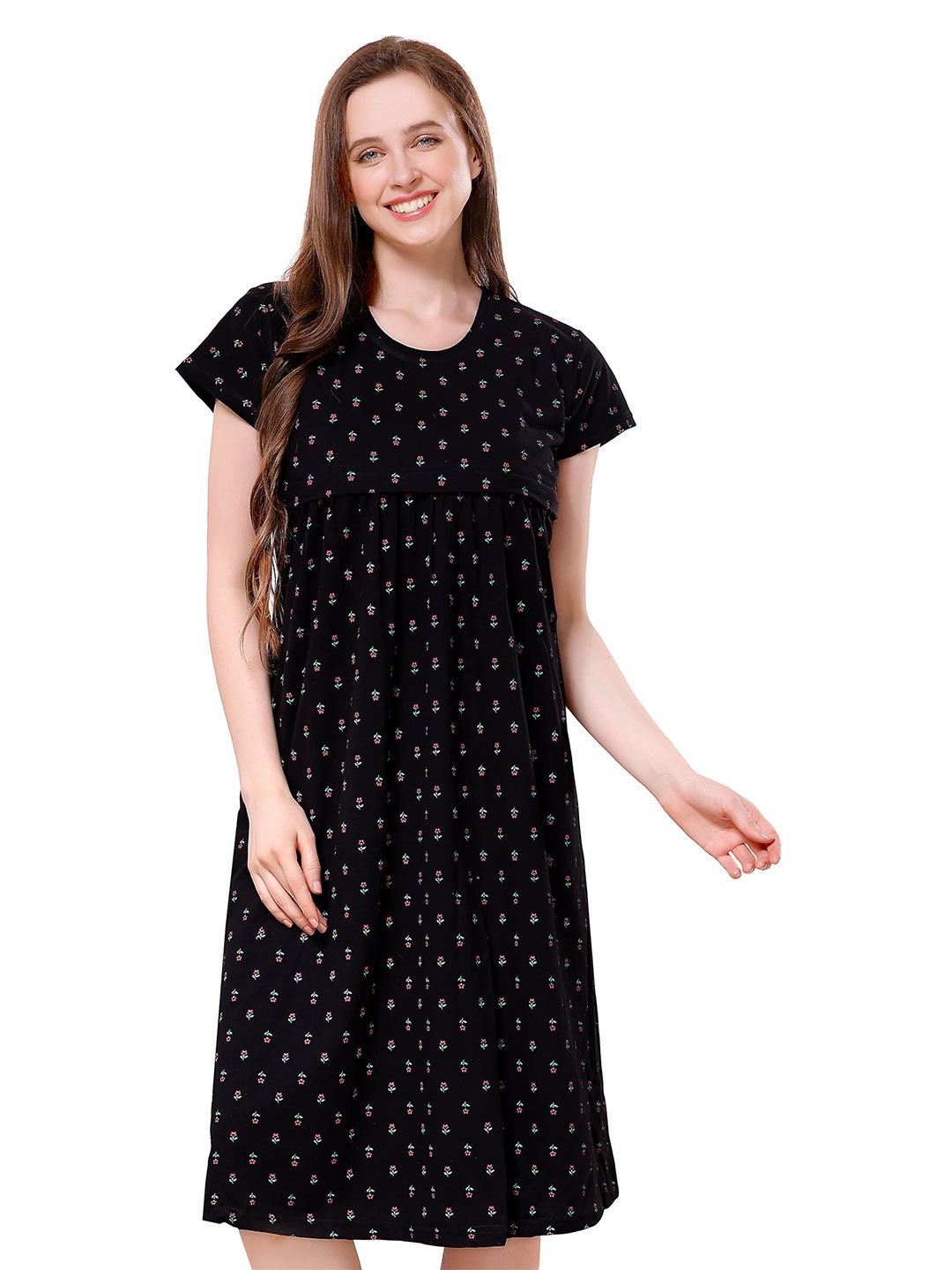 

TIGYWIGY Polka Dot Print A-Line Dress, Black