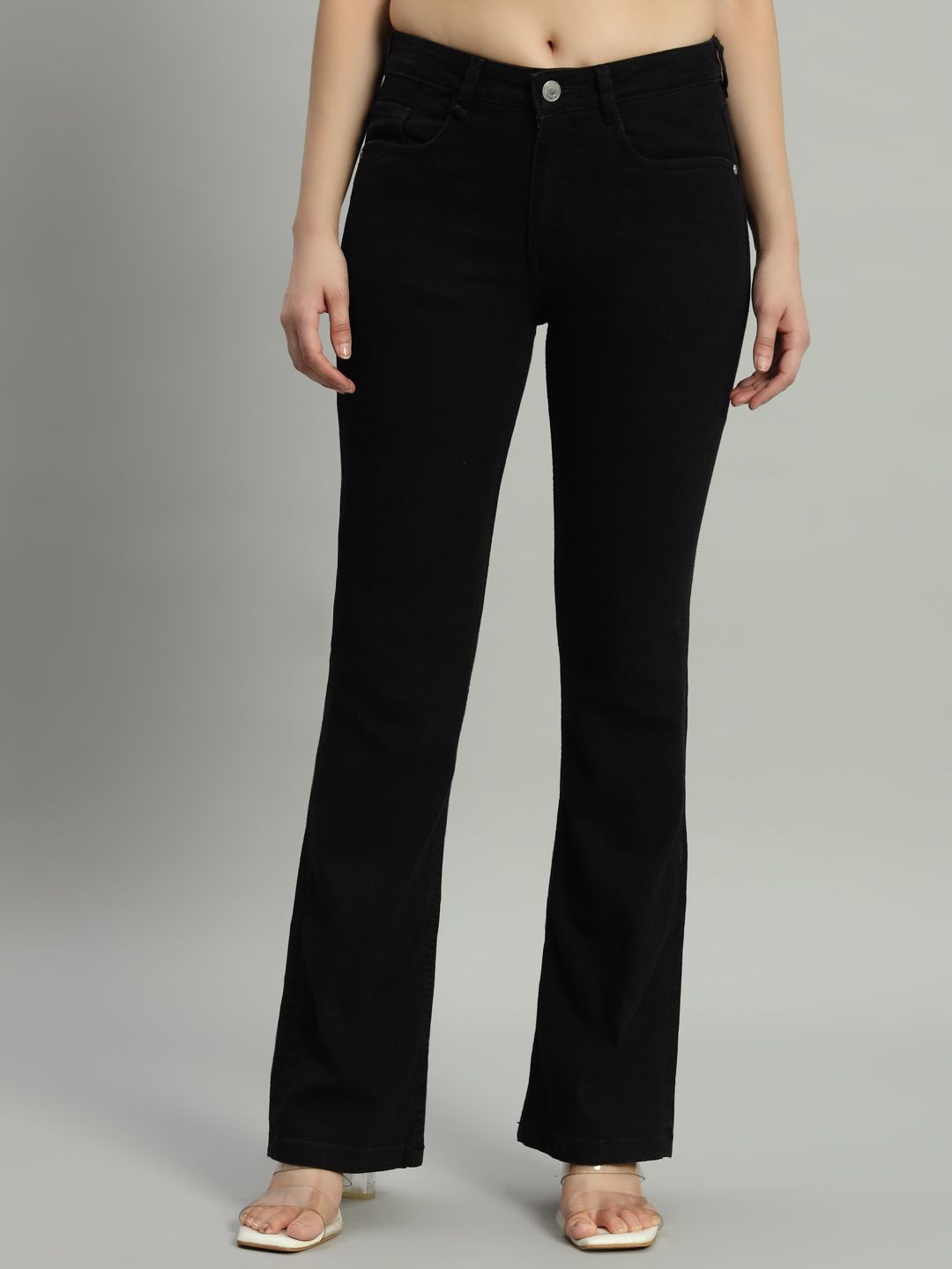 

Mast & Harbour Women Bootcut High-Rise Stretchable Jeans, Black