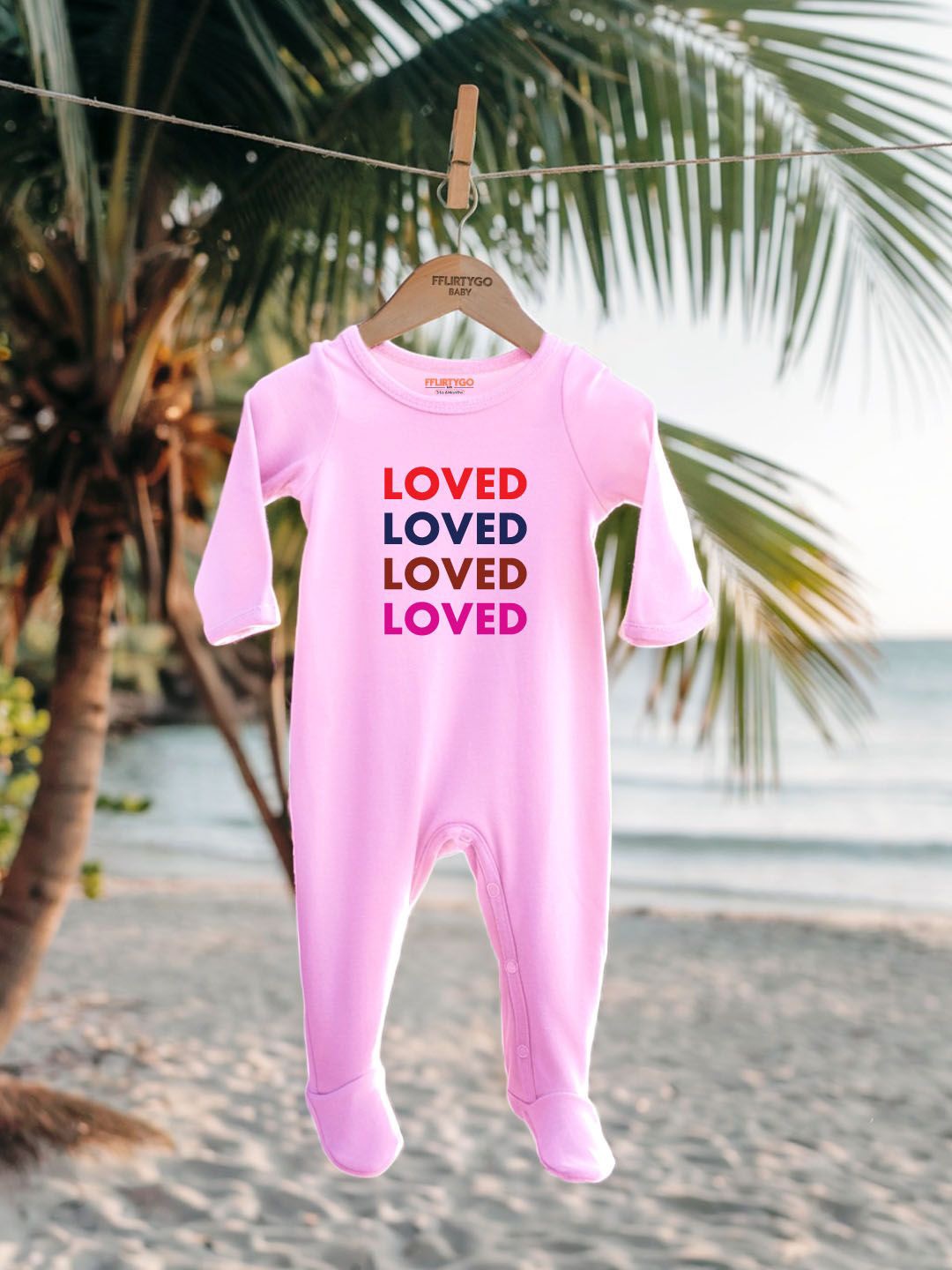 

FFLIRTYGO Infants Valentine Day Printed Cotton Sleepsuit, Pink