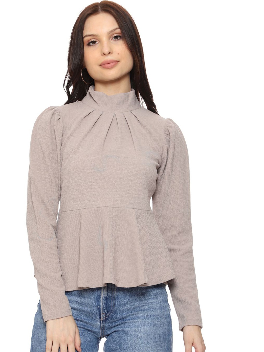 

SXV STYLE Peplum Top, Beige