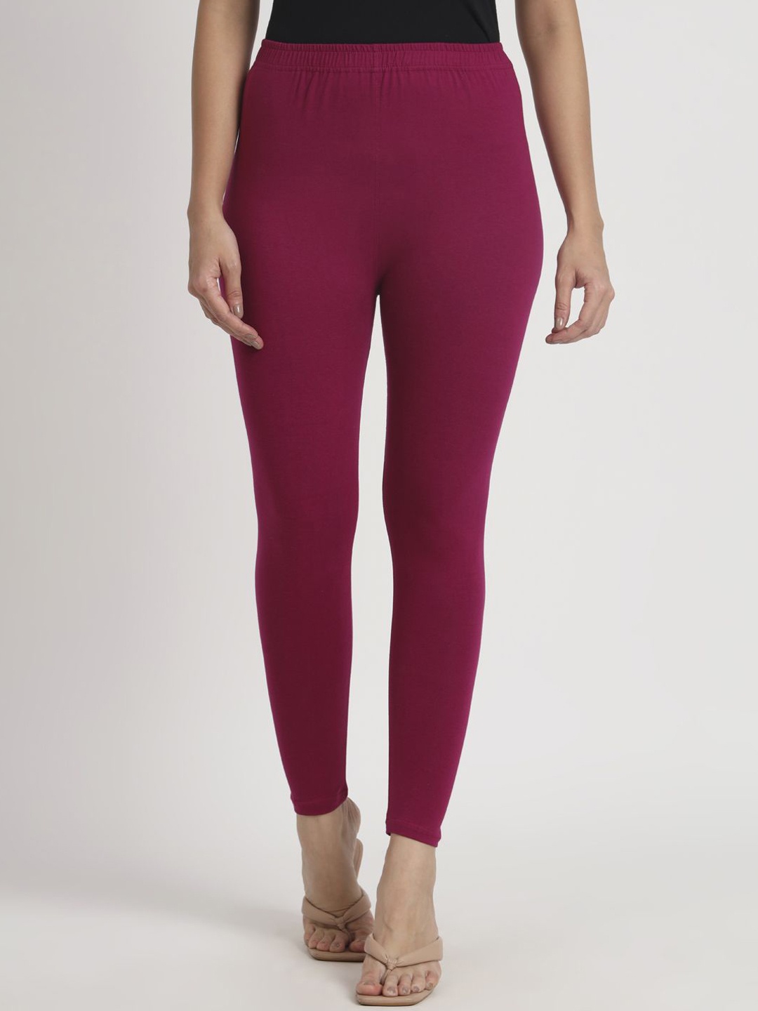 

Thread Plus Women Ankle Length Super Stretchable Solid Cotton Leggings, Purple