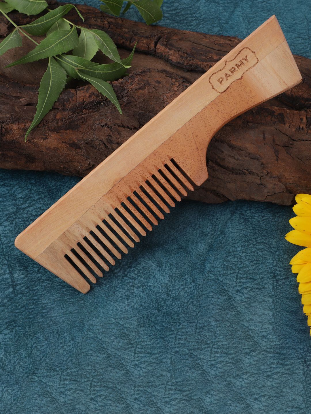 

PARMY Set Of 5 Neem Tree Wood Comb, Coffee brown