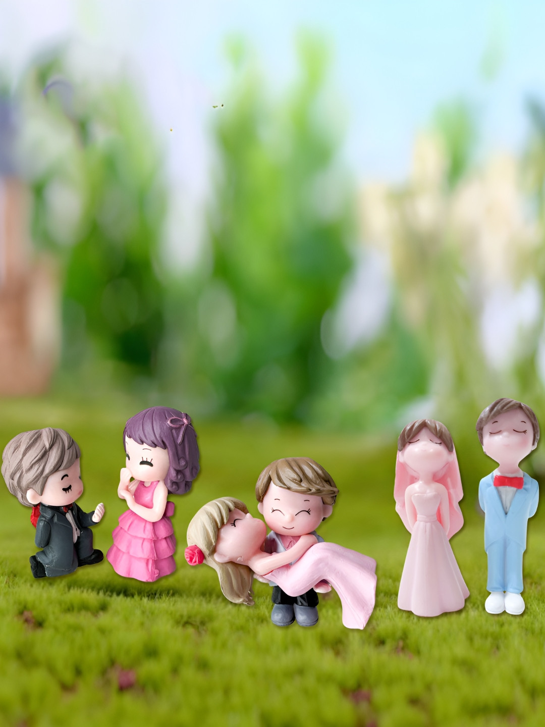 

Special You 6Pcs Blue & Pink Ceramic Propose Wedding & Dancing Couple Showpieces