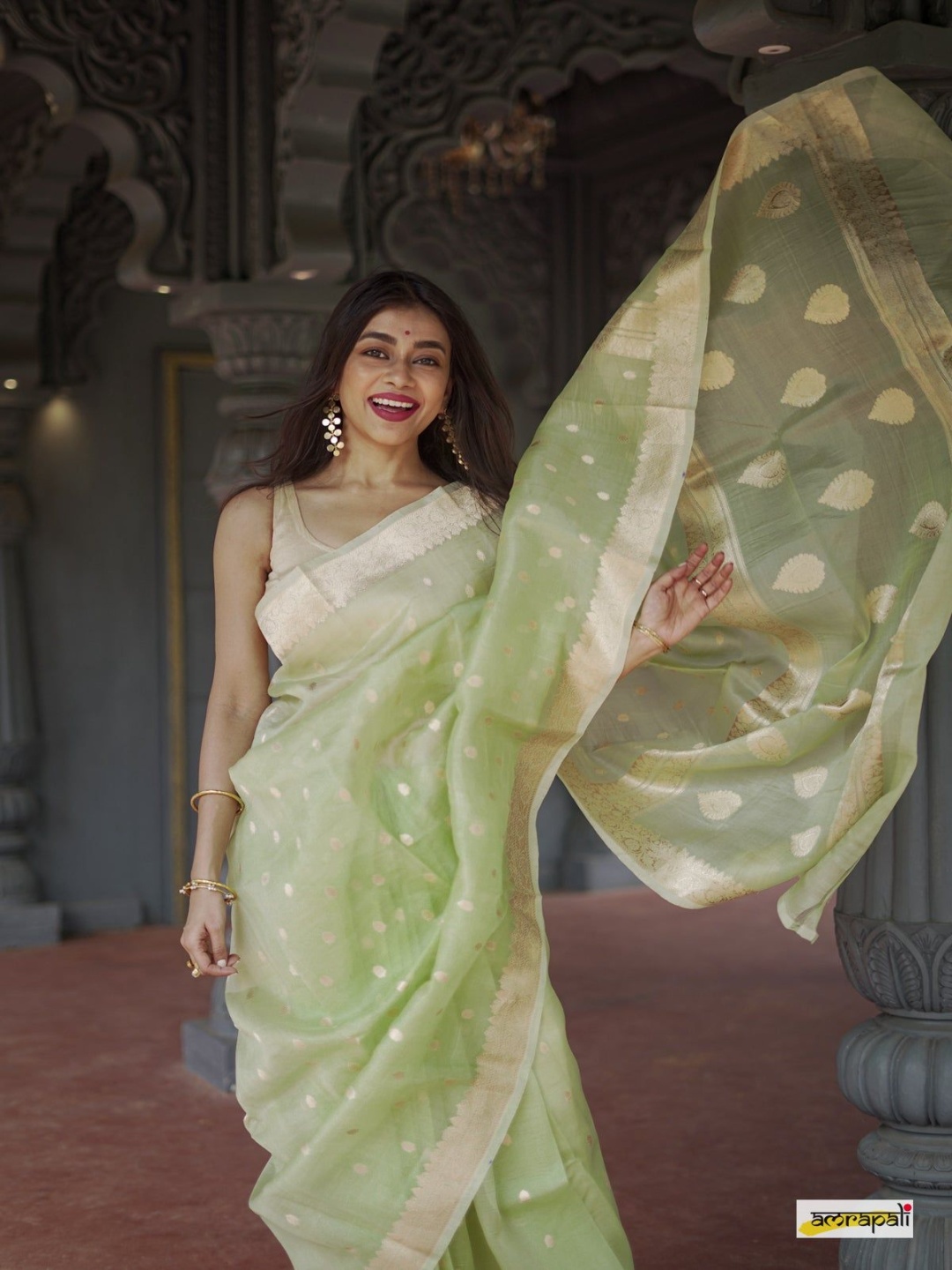 

S.K.C Ethnic Motifs Pure Silk Banarasi Saree, Green