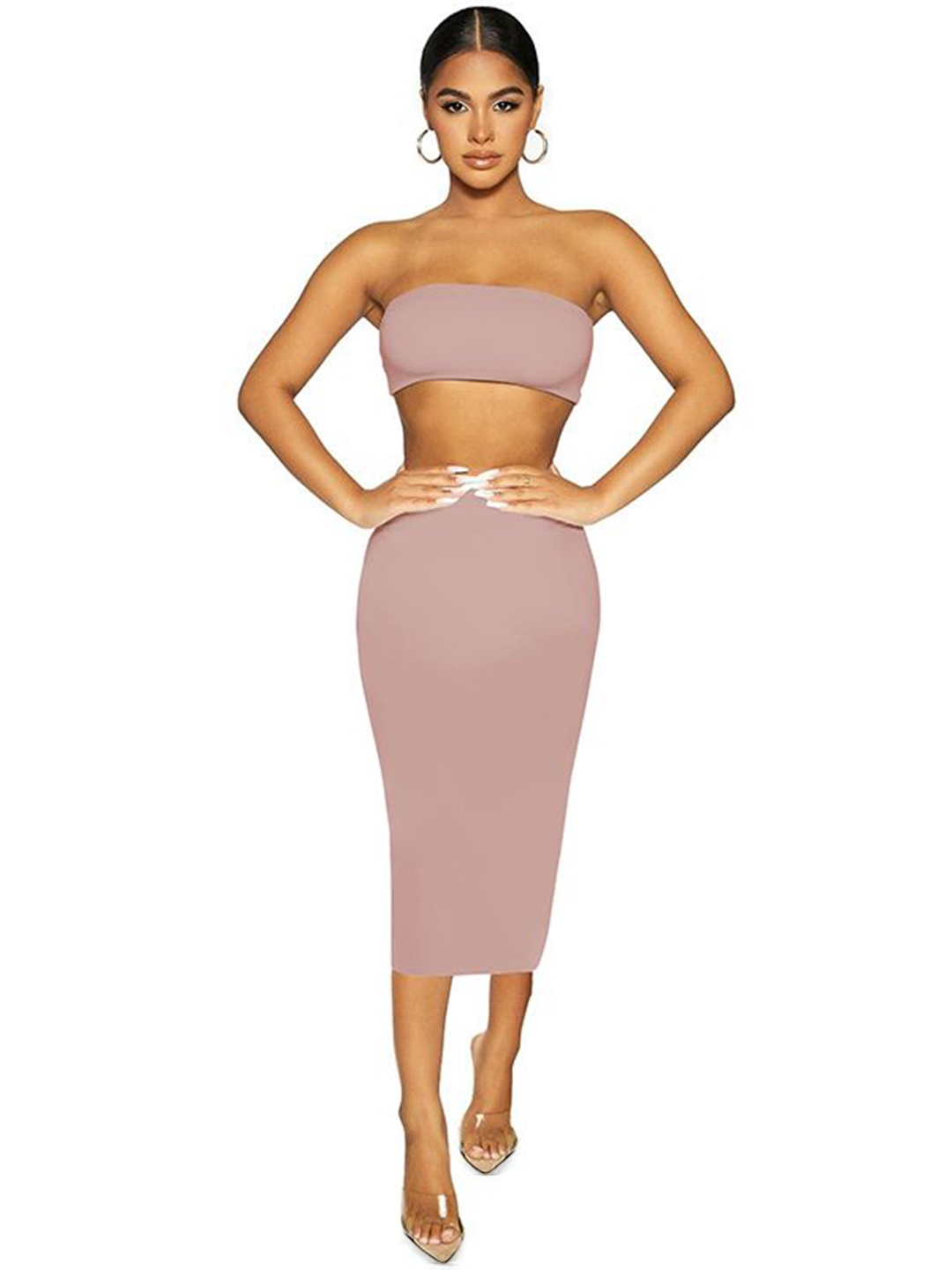 

StyleCast x Revolte Strapless Top With Skirt, Beige