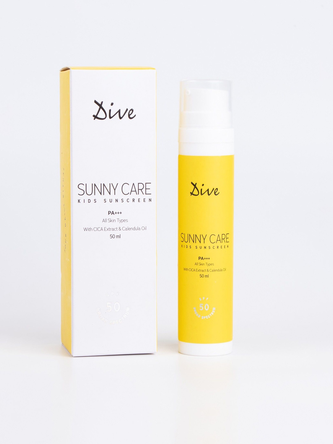 

Dive Sunny Care Kids SPF 50 PA+++ Sunscreen With CICA Extract & Calendula Oil - 50 ml, White