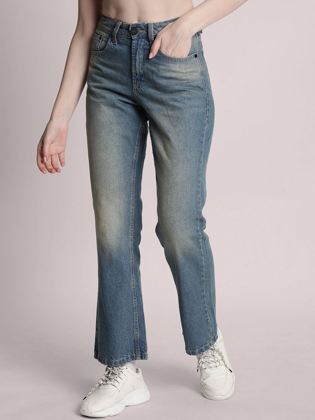 

Bene Kleed Women Bootcut High-Rise Light Fade Cotton Jeans, Blue