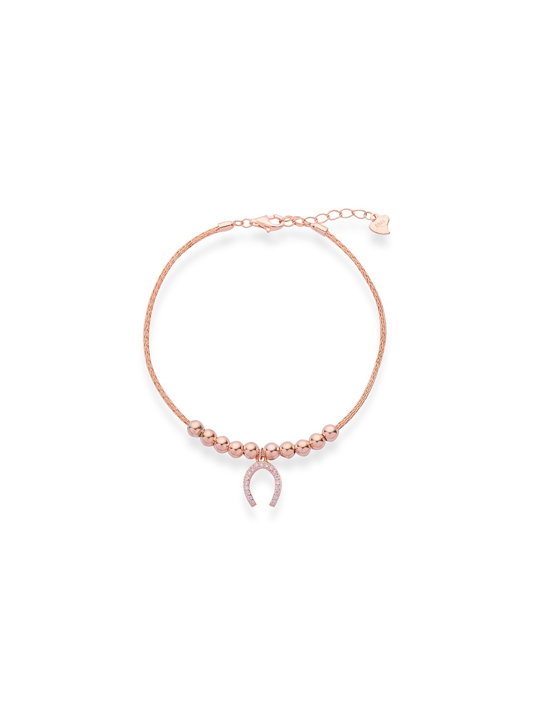 

LIORA 925 Silver Jewellery Sterling Silver Rose Gold-Plated CZ-Studded Charm Bracelet
