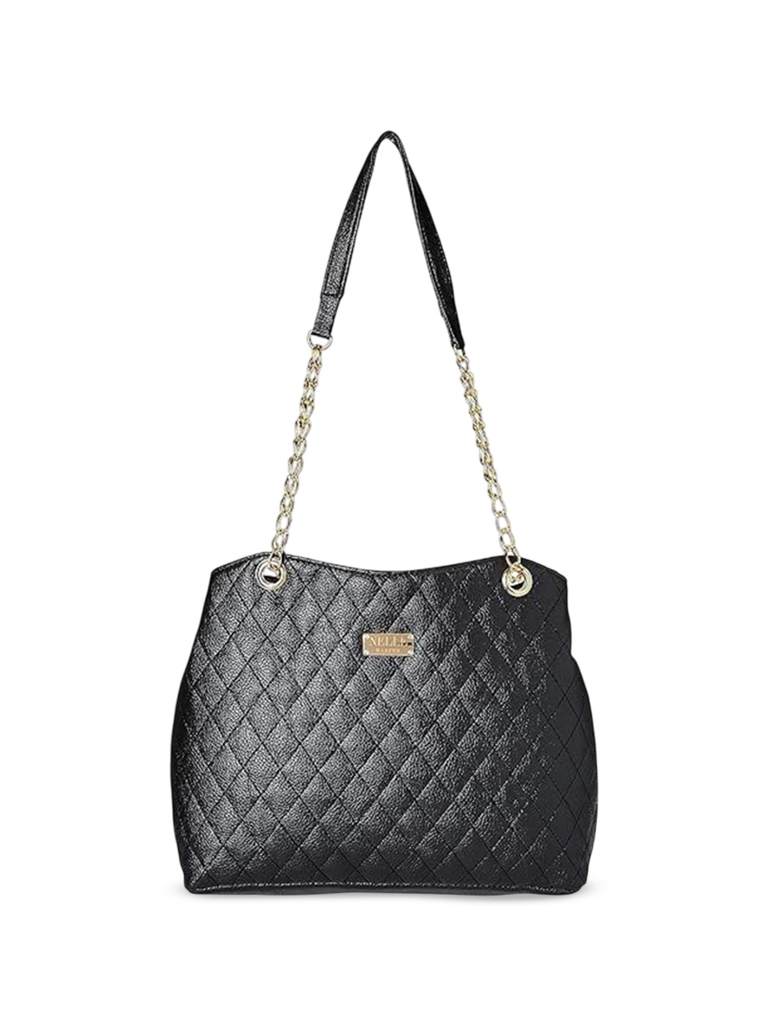 

Anna Claire Textured PU Half Moon Shoulder Bag with Quilted, Black