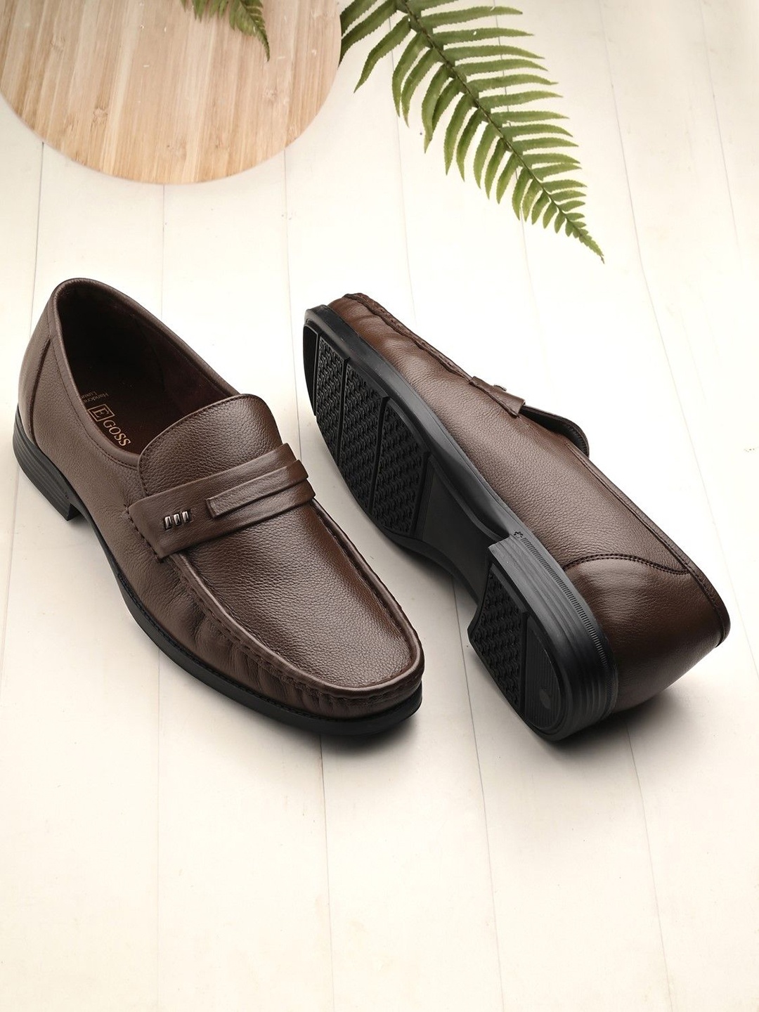 

Egoss Men Slip-On Leather Loafers, Brown
