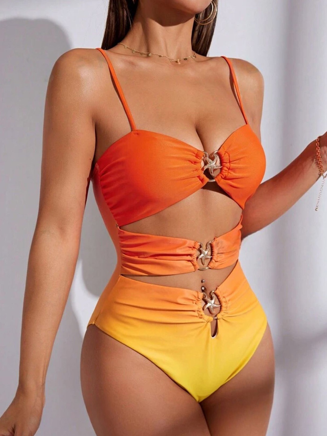 

Plus Curvves Women Ombre One-Piece Swimsuit, Orange