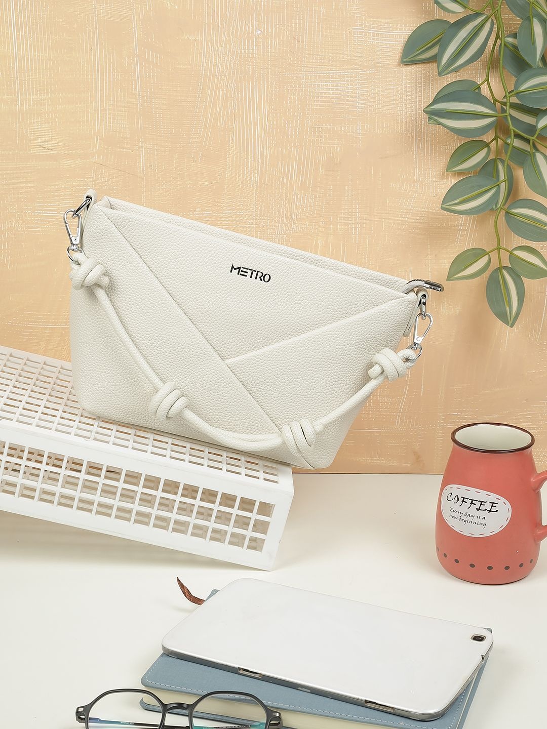 

Metro PU Bowling Shoulder Bag, Off white