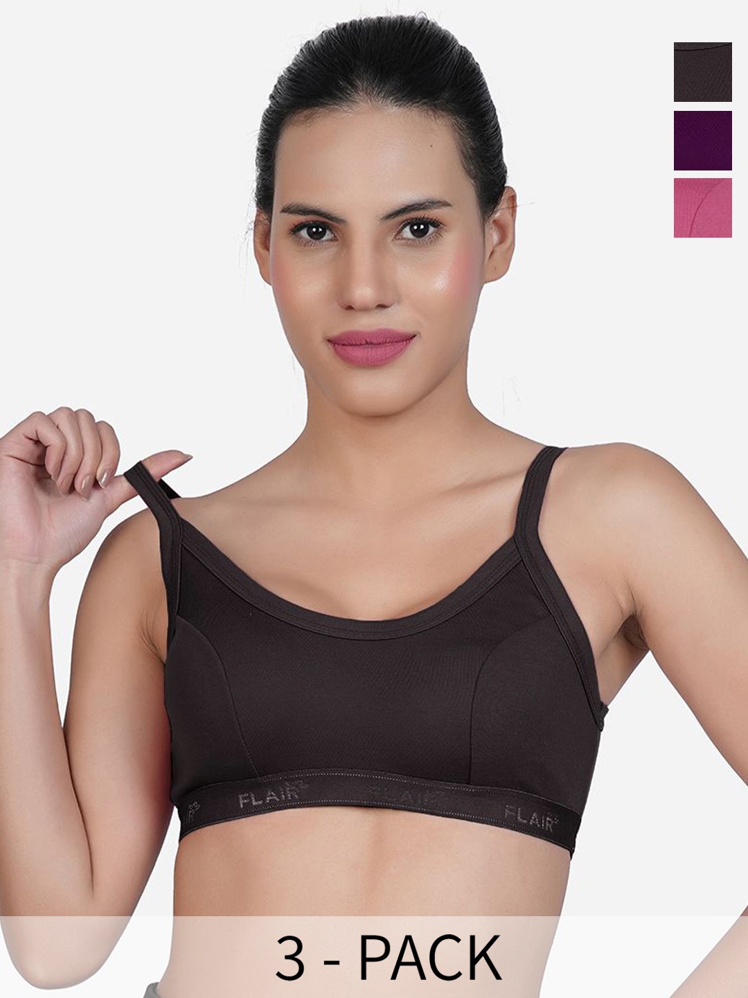 

SHYAM SONS FLAIR Women Pack of 3 Cut and Sew Bra Full Coverage Bra, Black