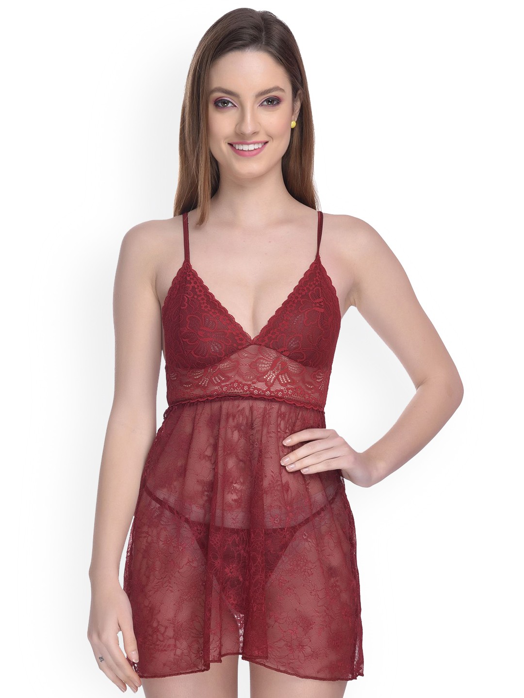 

chia fashions Net Baby Doll, Maroon
